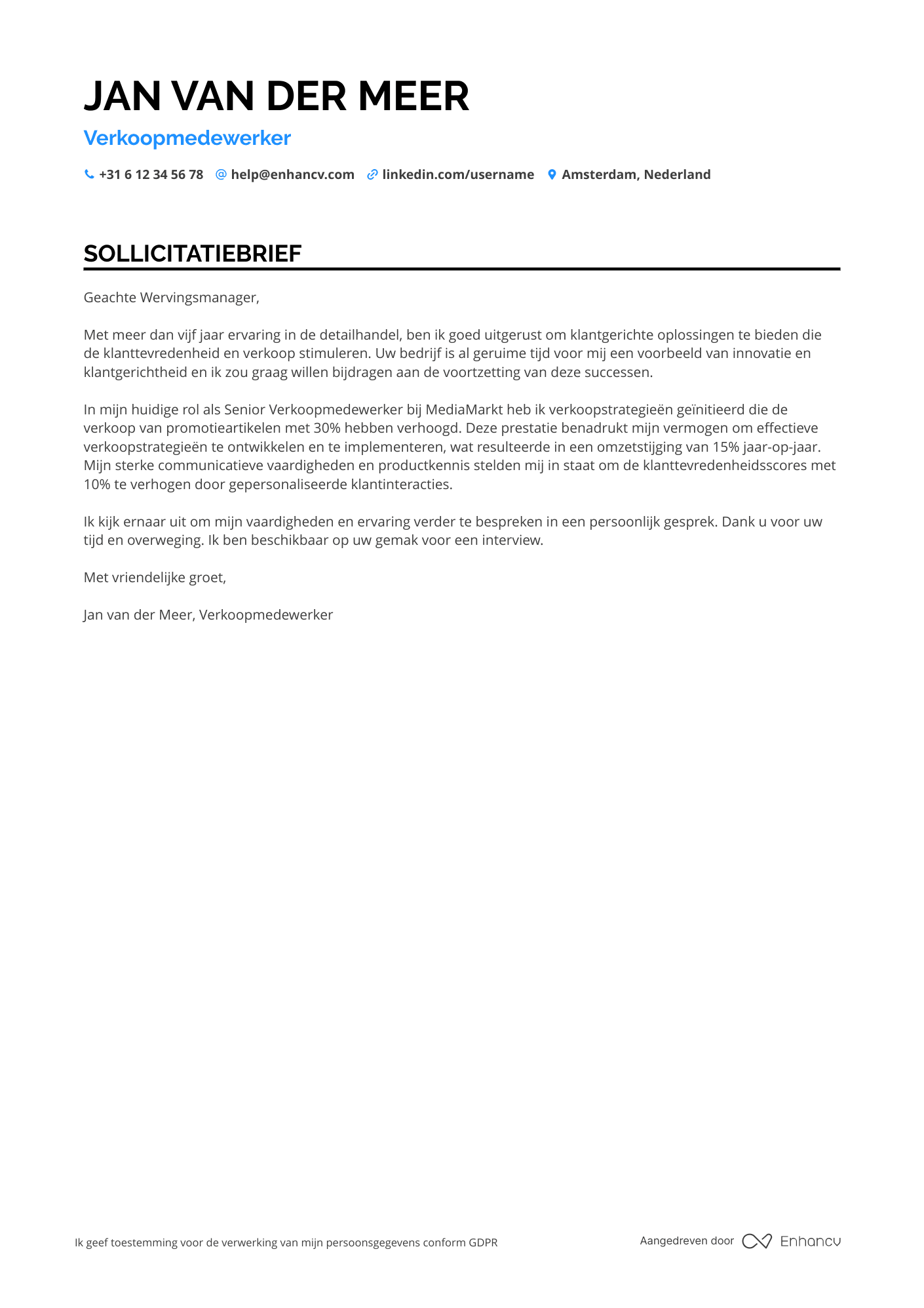 Verkoopmedewerker CV