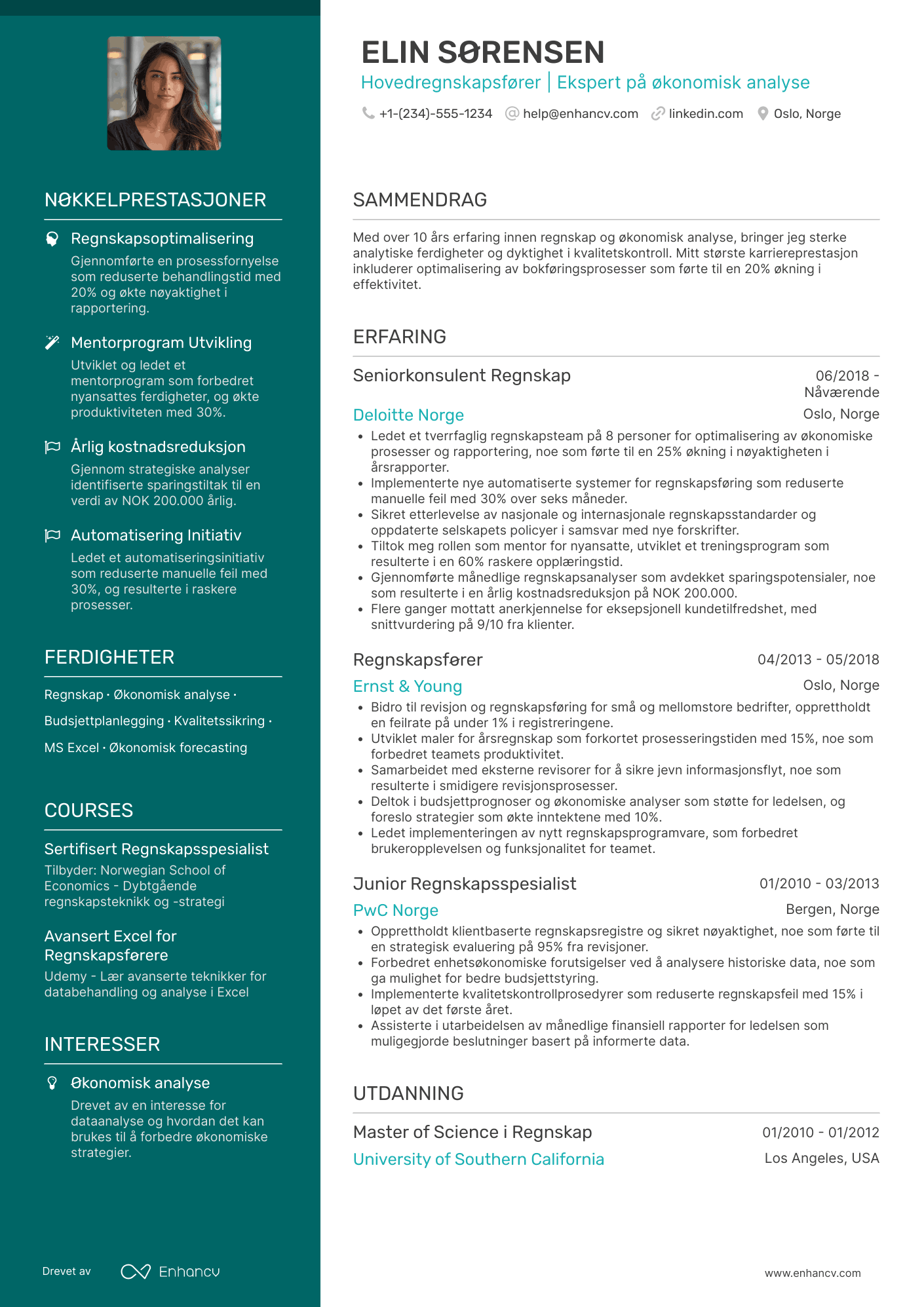 CV for Hovedregnskapsfører