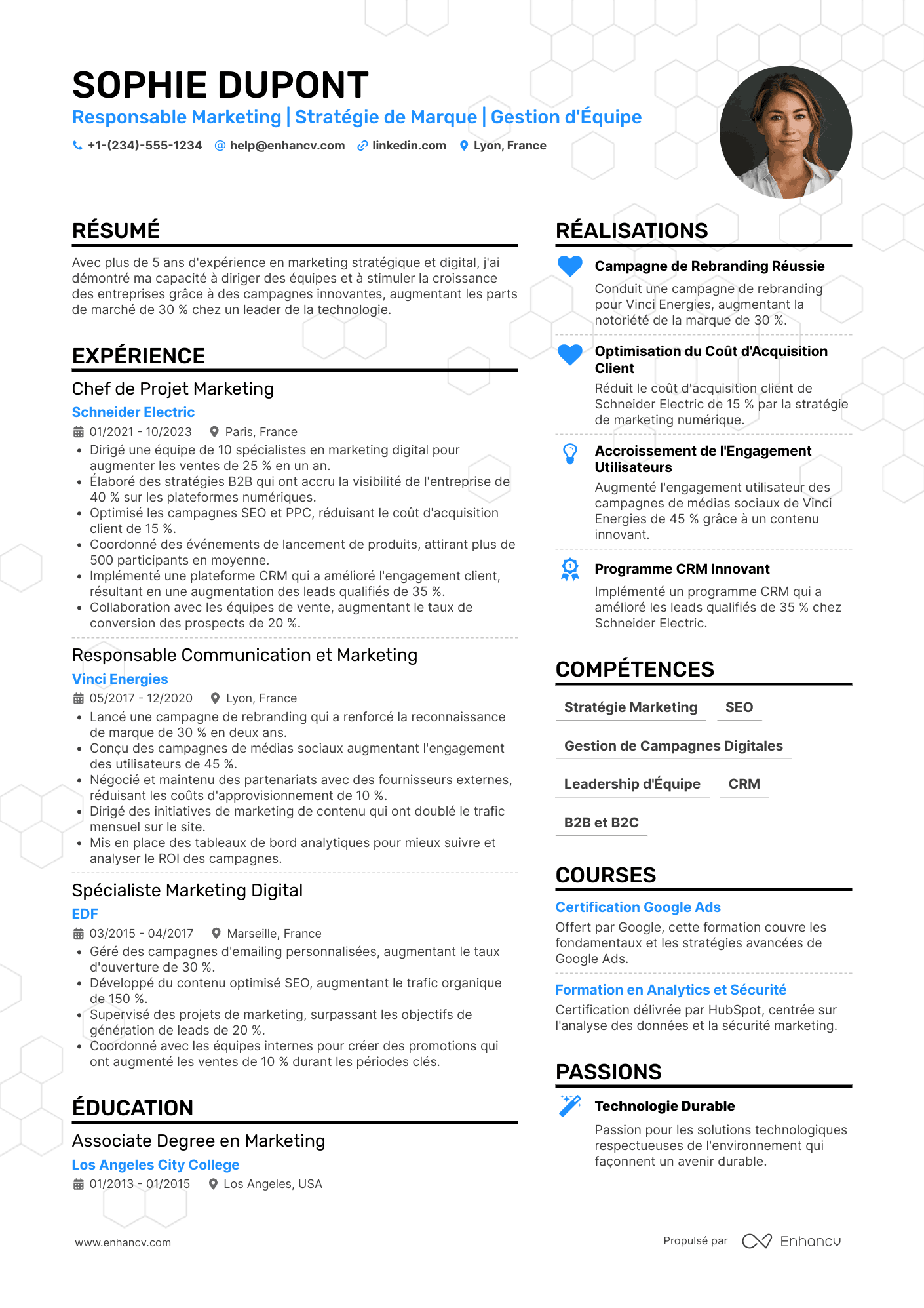 Exemple de CV pour un responsable marketing