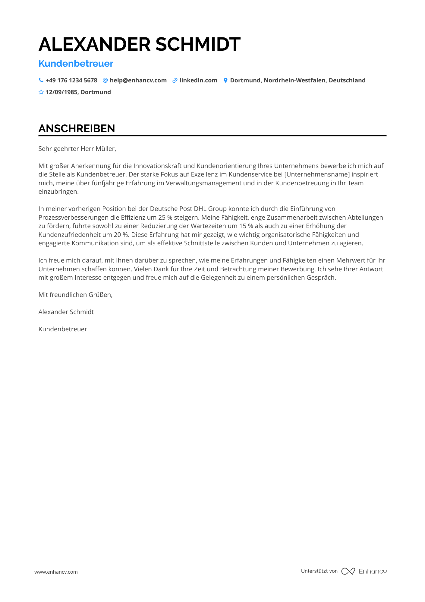 Verwaltungsassistent für Kundenservice