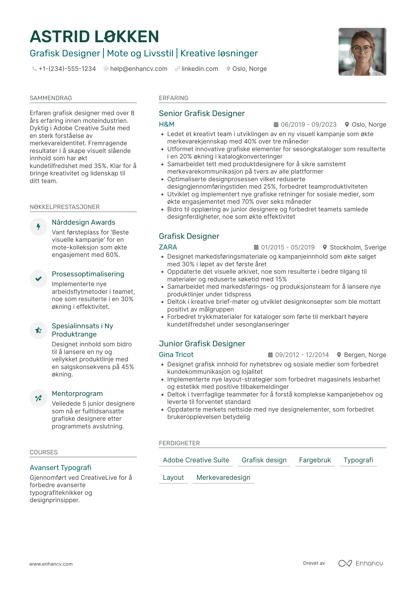CV for Grafisk Designer innen mote