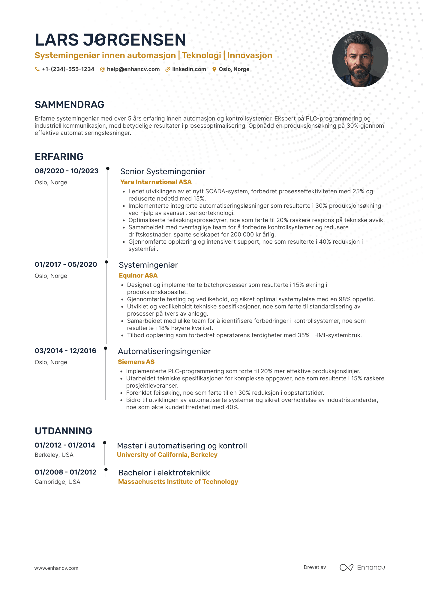 CV for Systemingeniør for automasjon