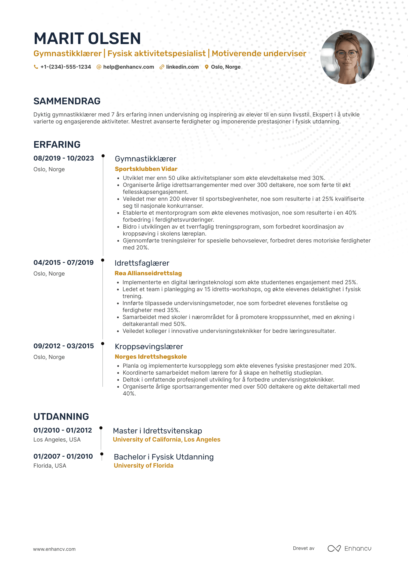 CV for Gymnastikklærer