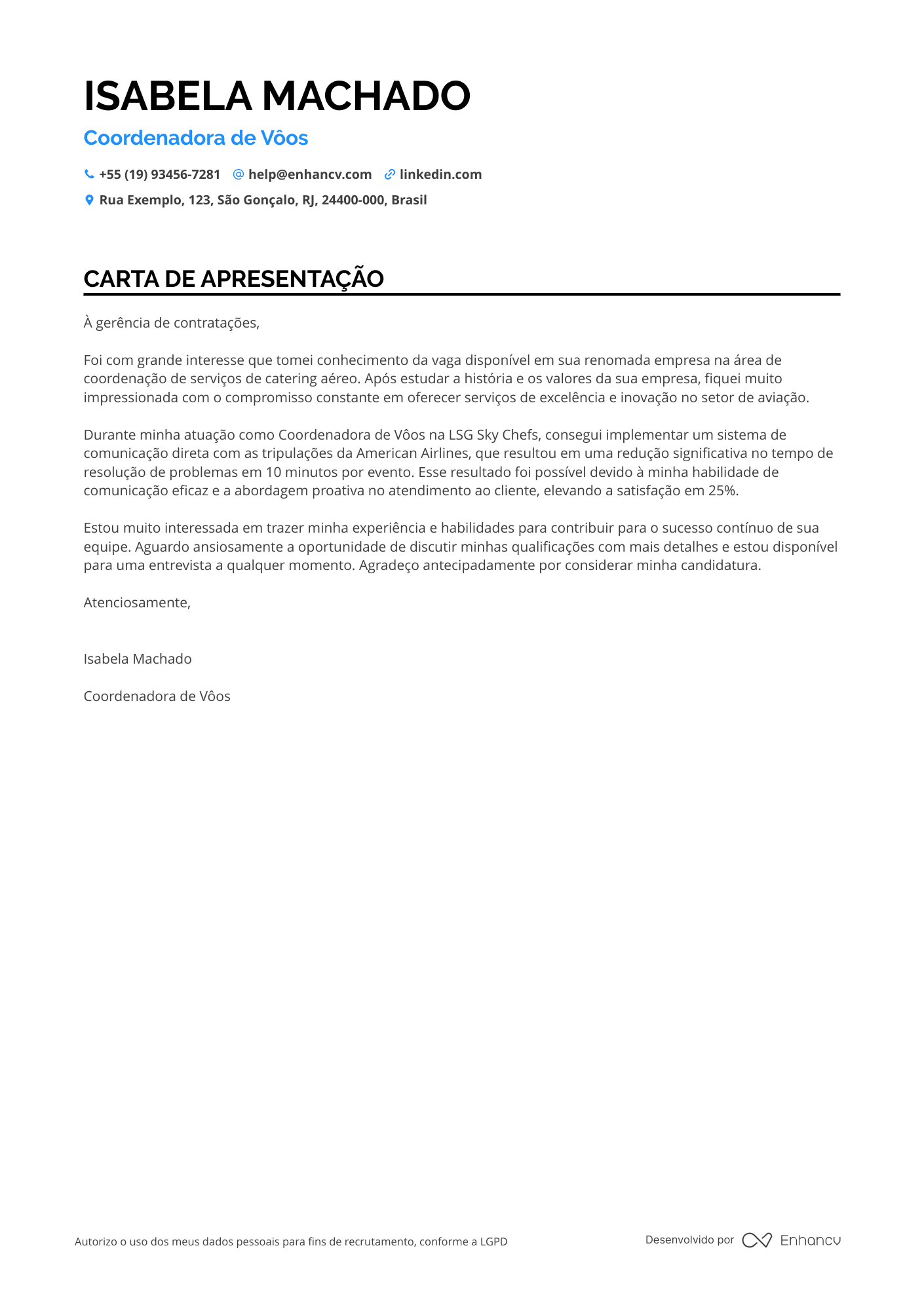 Comissário de Bordo de Linha Aérea Comercial