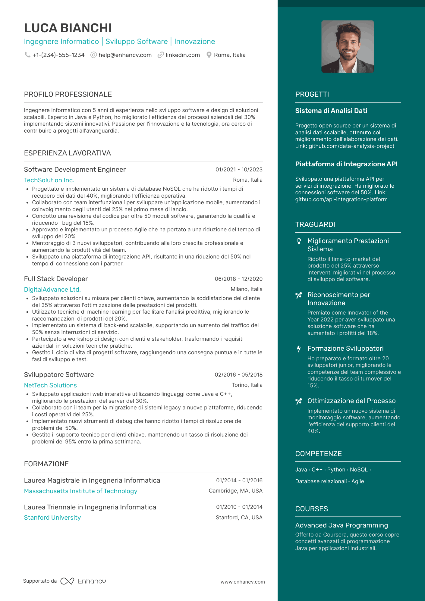 Curriculum ingegnere informatico