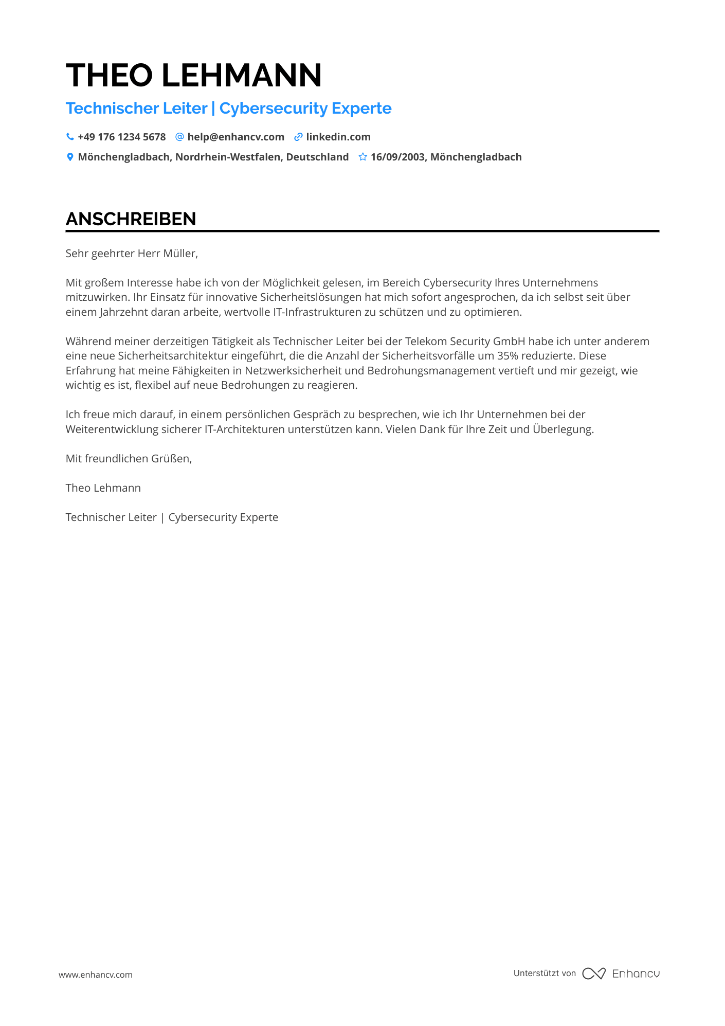 Technischer Leiter für Cybersecurity