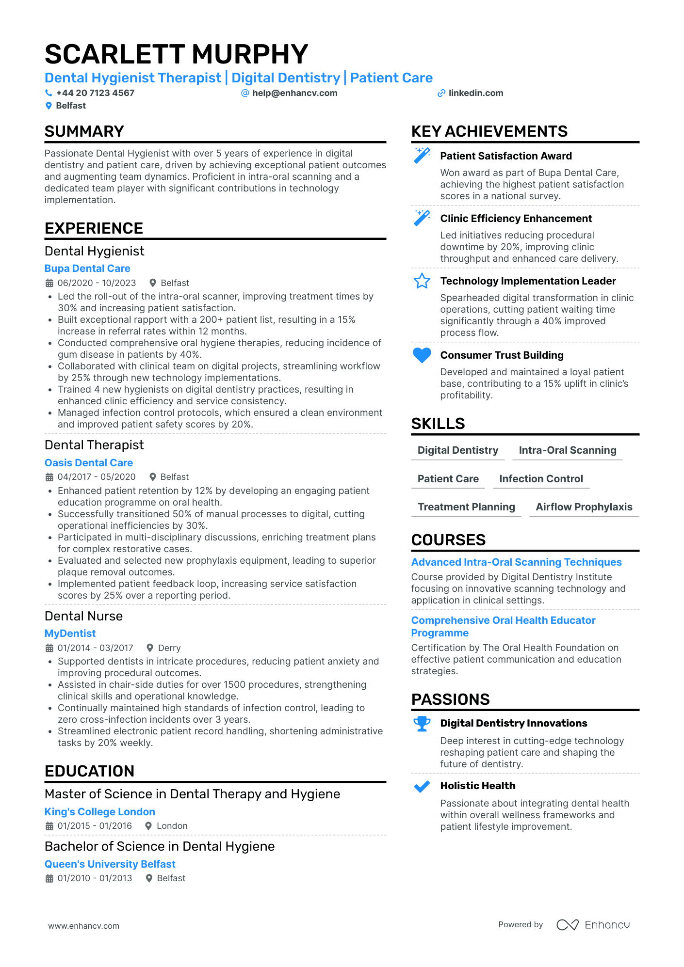 Full Time Dental Hygienist CV Examples