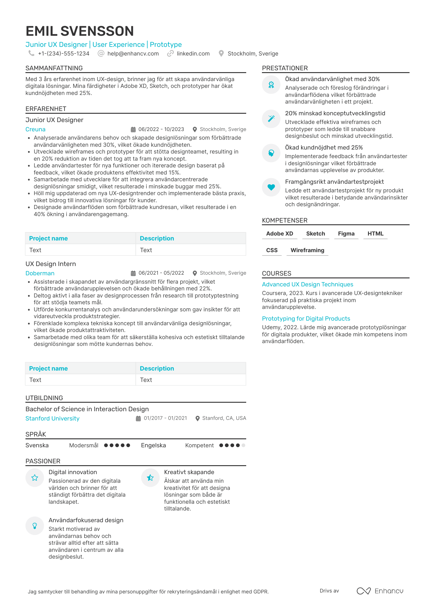 CV för Junior UX design