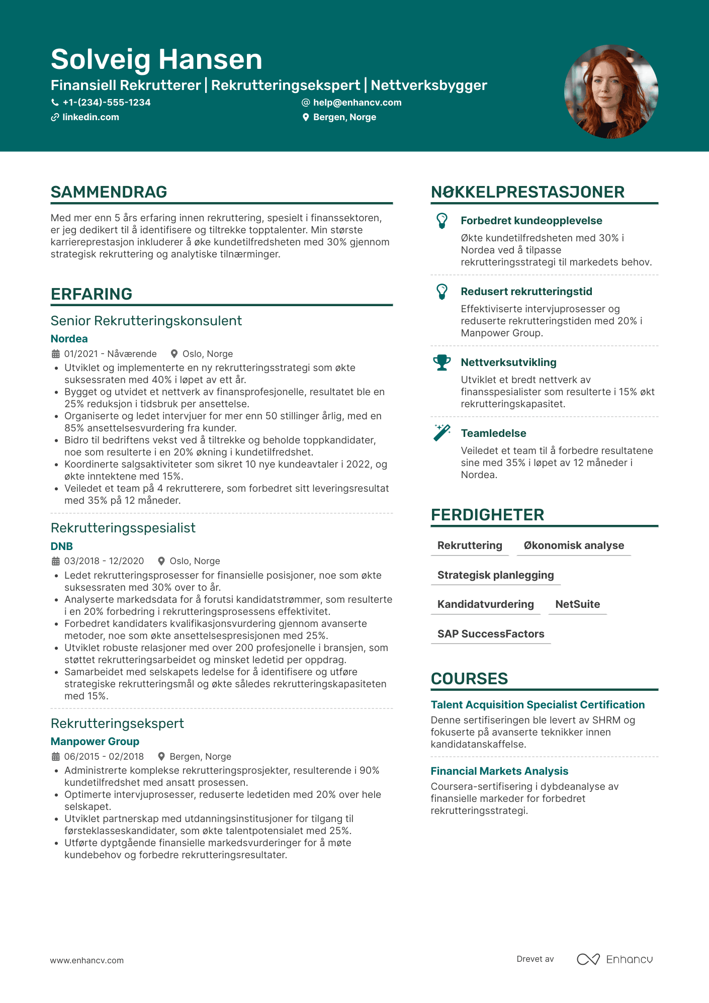 CV for Finansiell rekrutterer