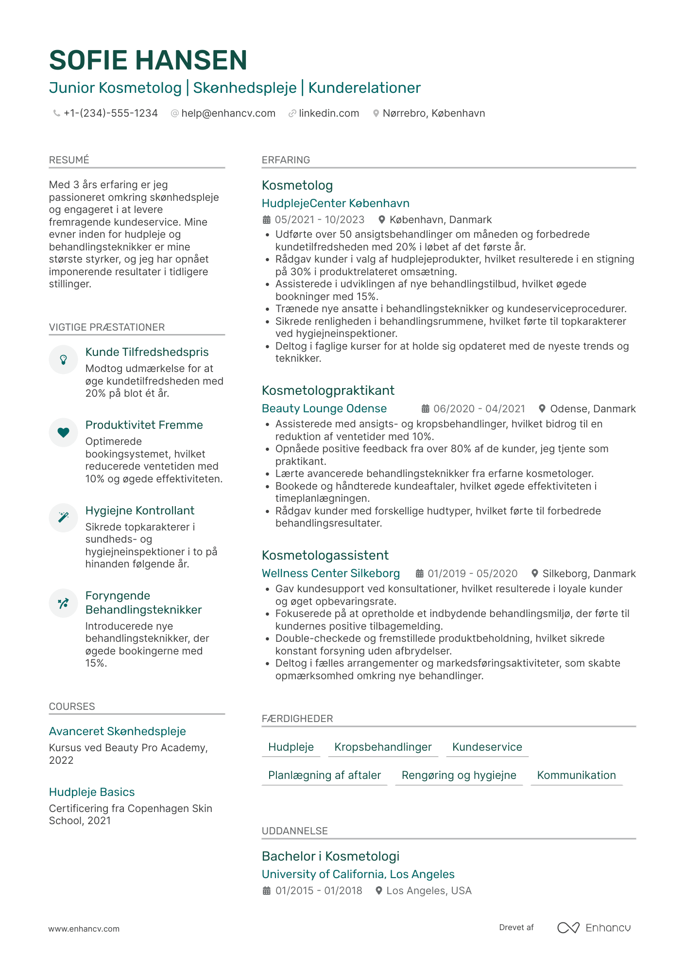 CV til Junior kosmetolog