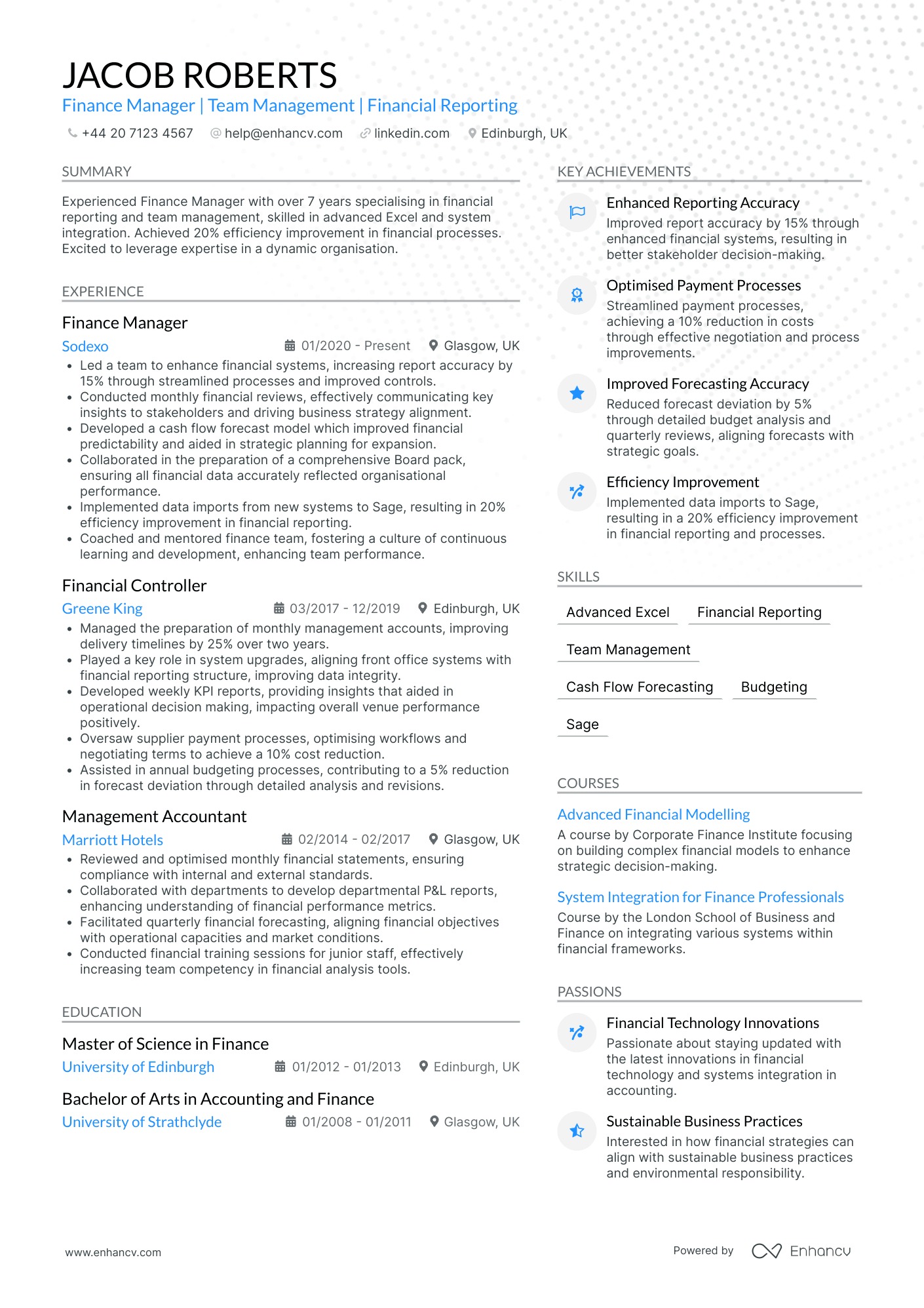 Finance Manager in Hospitality