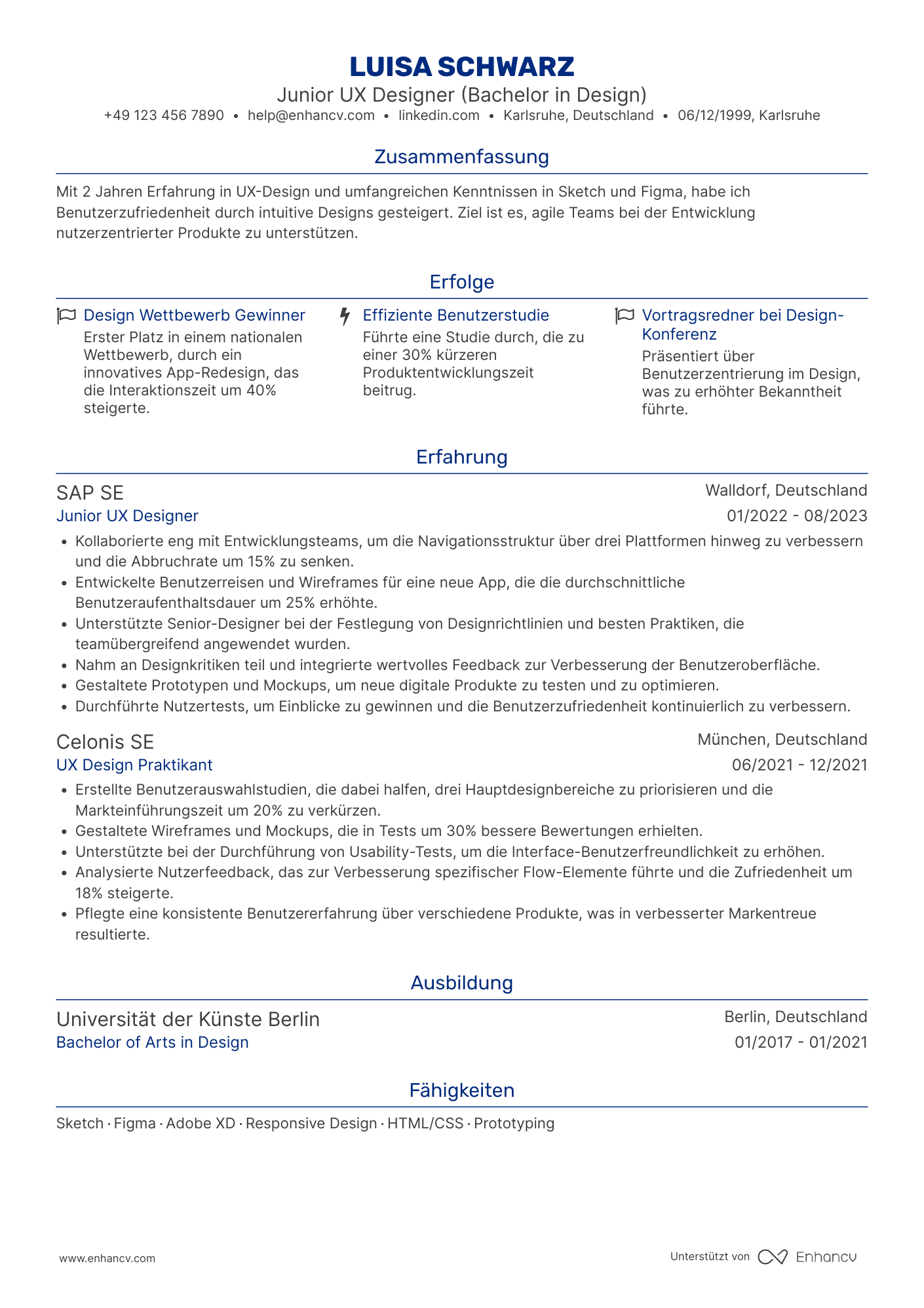 Lebenslauf als Junior UX Designer