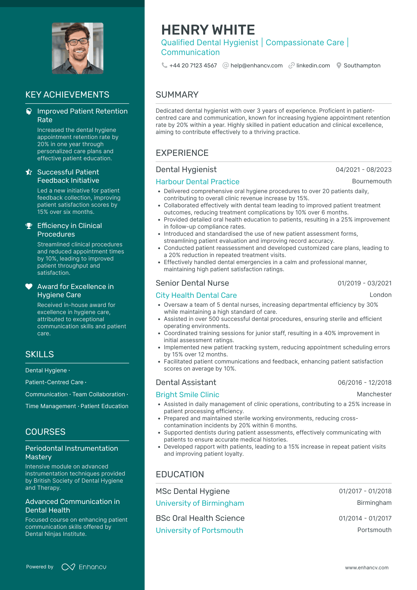 Temporary Dental Hygienist CV Examples