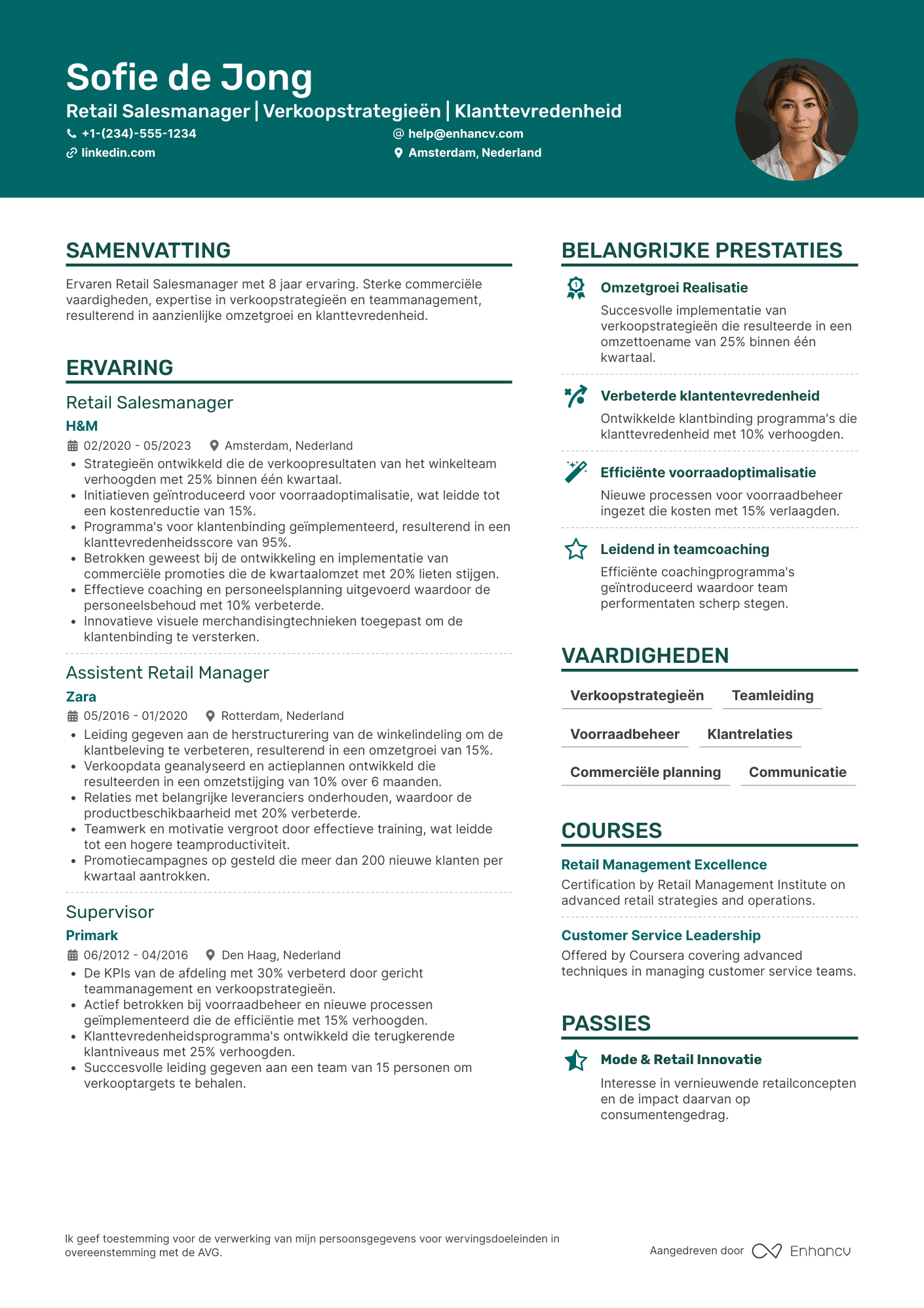 CV voor Retail Salesmanager