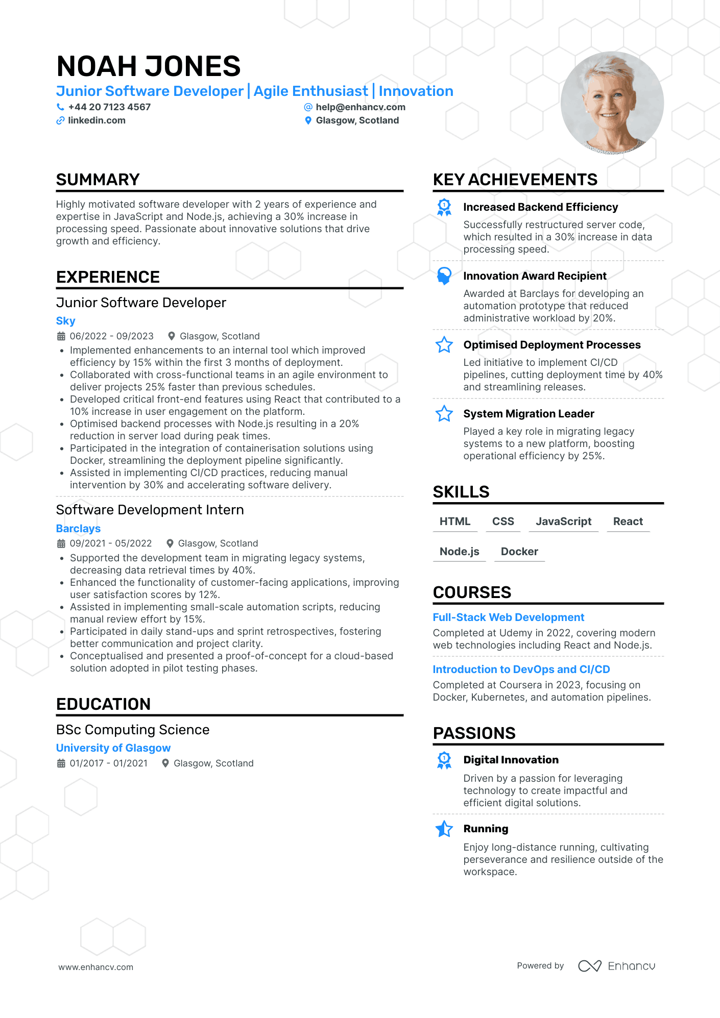 Junior Software Developer CV Examples