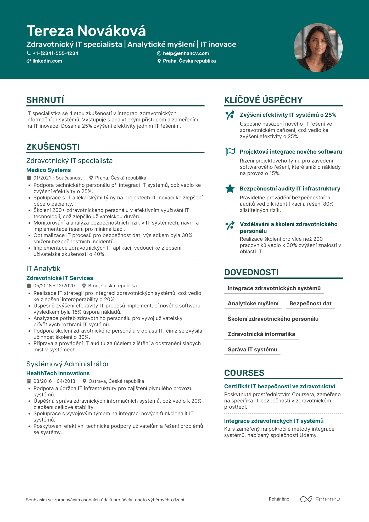Životopis pro Zdravotnický IT specialista
