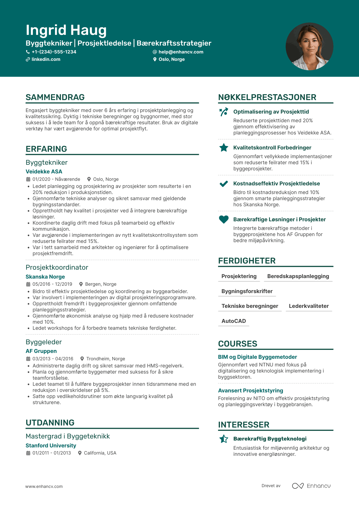 CV for Byggtekniker