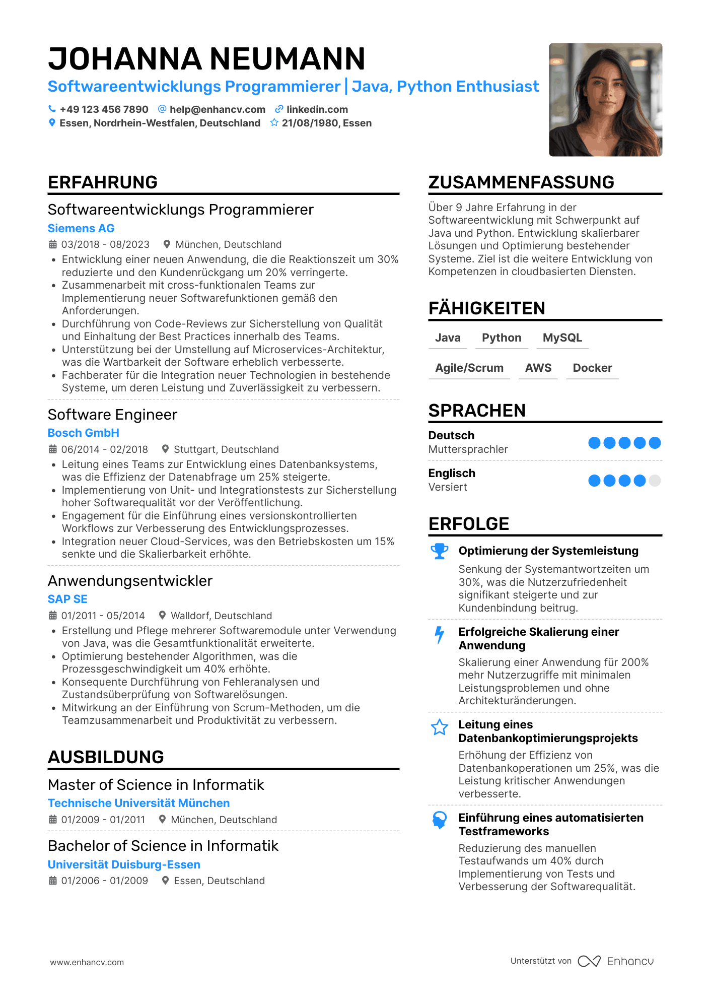 Lebenslauf als Softwareentwicklungs Programmierer
