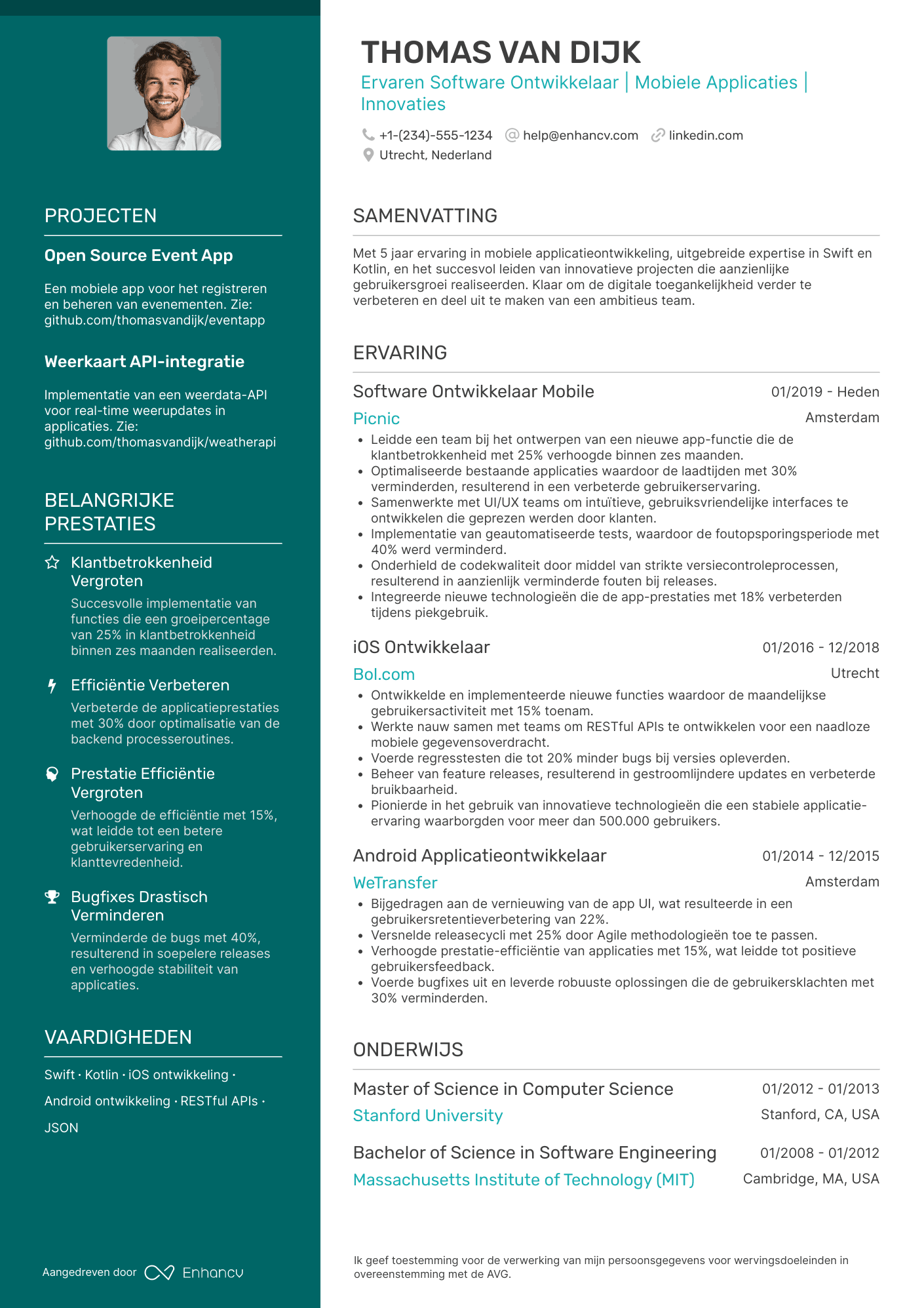 CV voor Software Ontwikkelaar Mobile