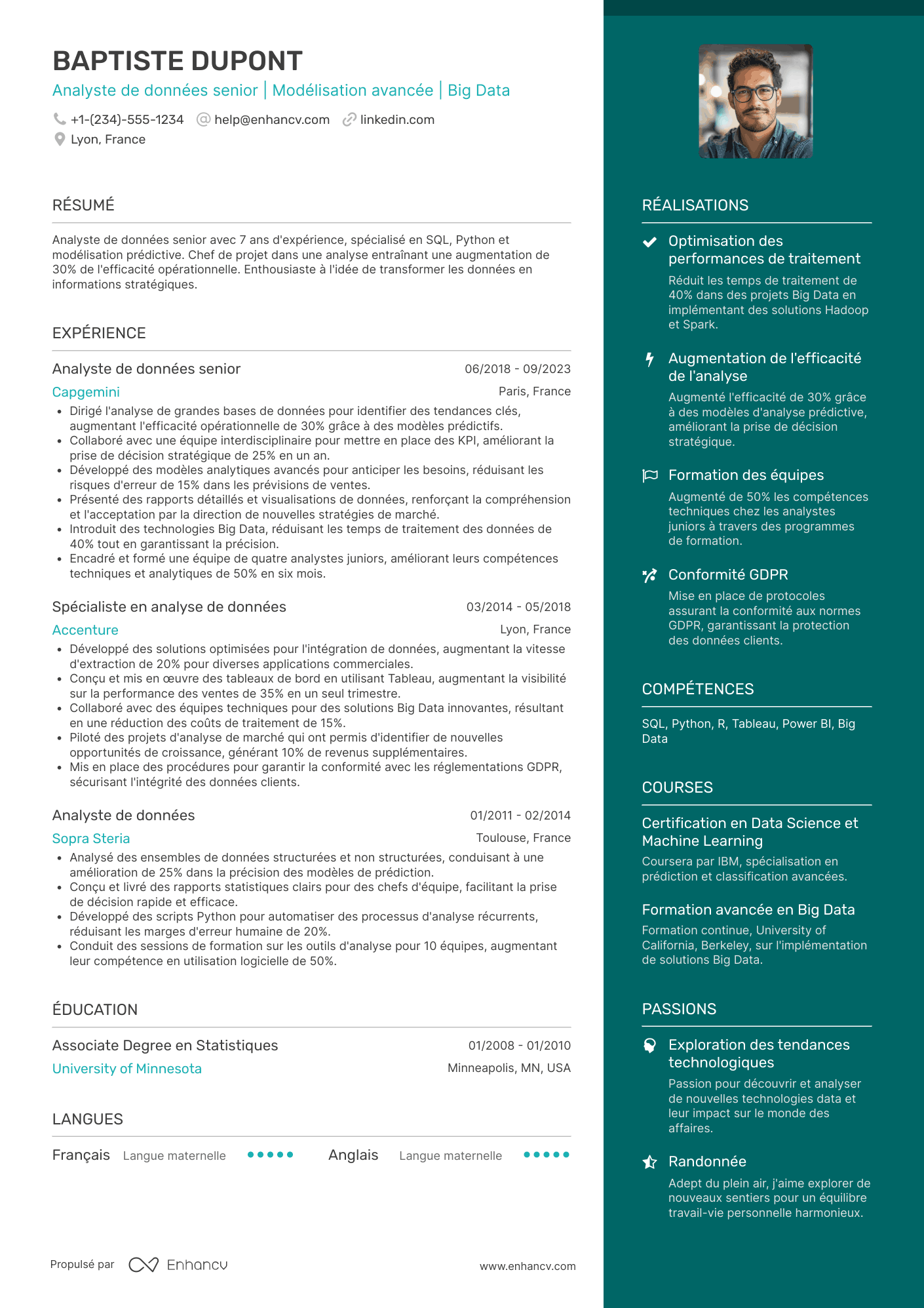 CV de data analyst senior