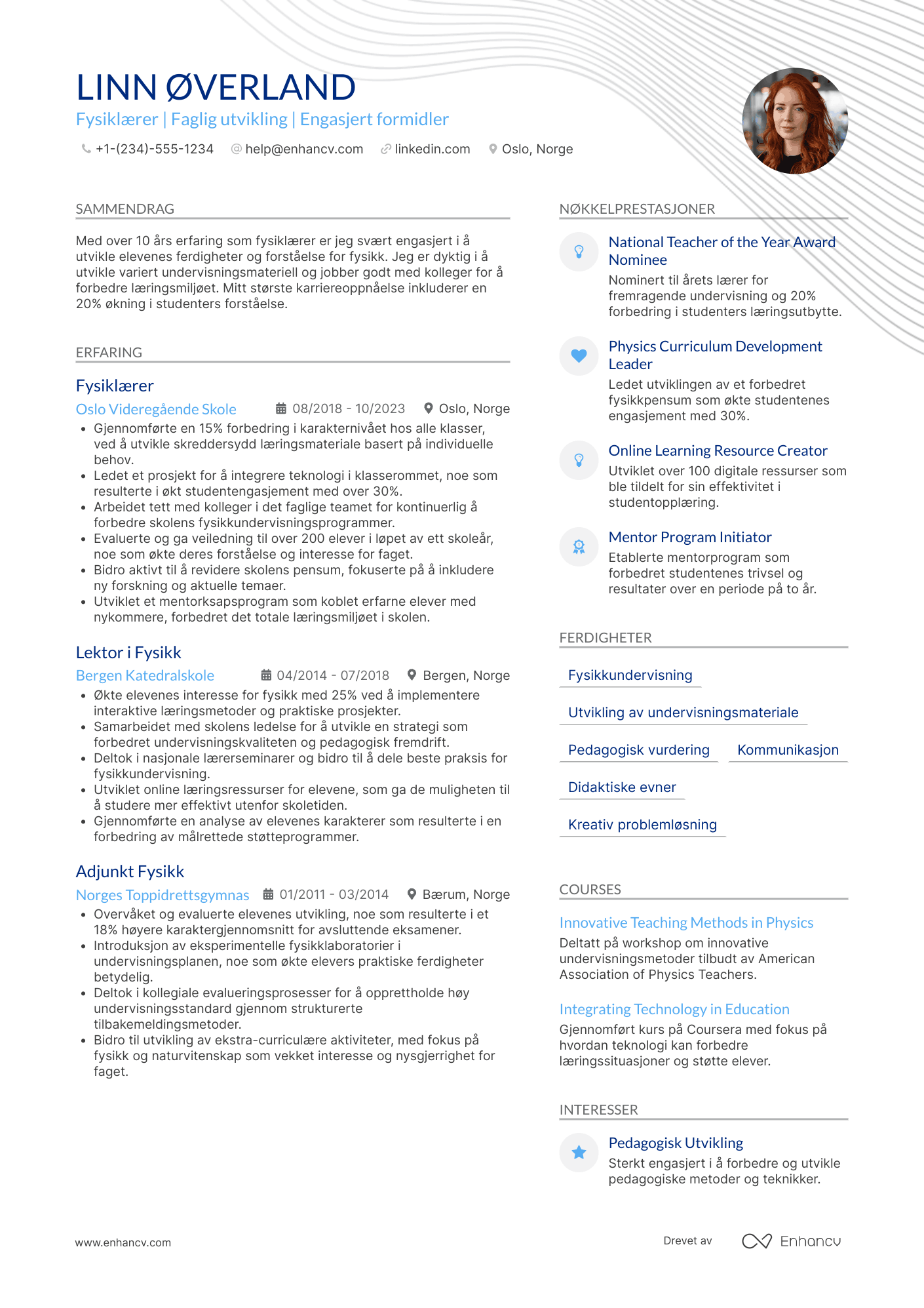 CV for Fysiklærer