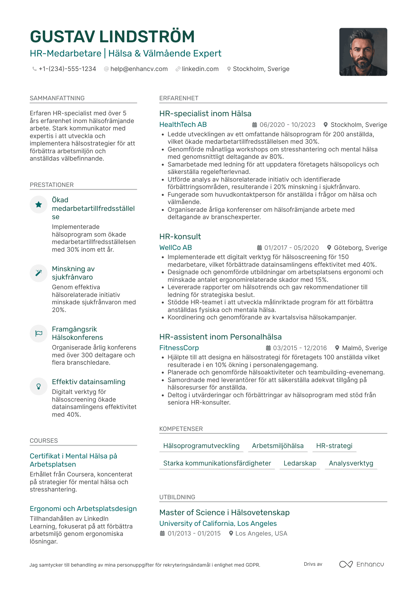 CV för HR Medarbetare inom Hälsa