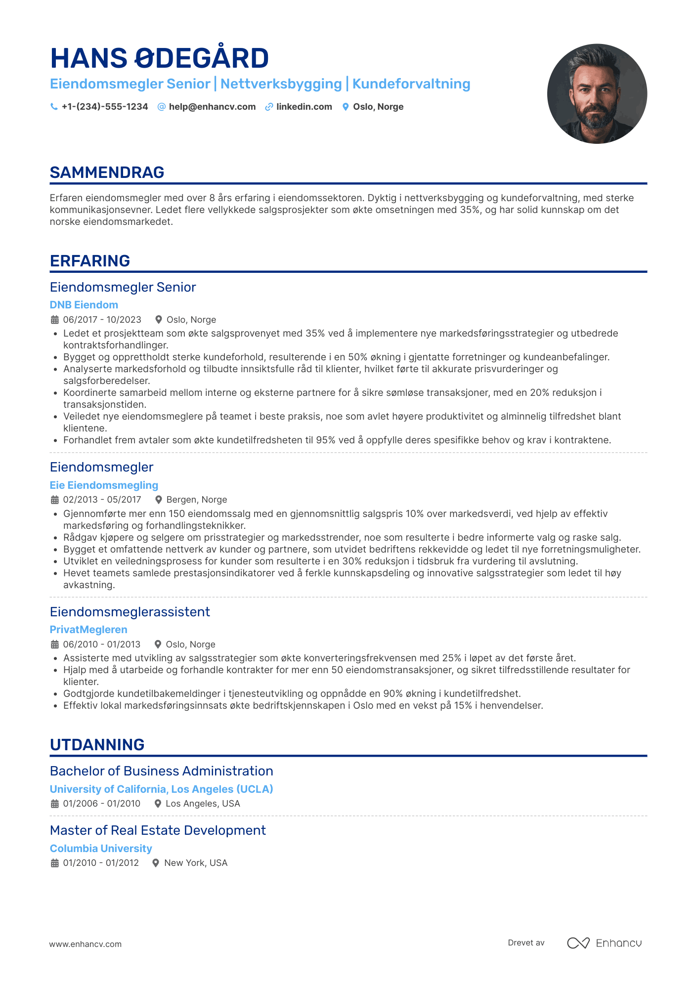 CV for Eiendomsmegler Senior
