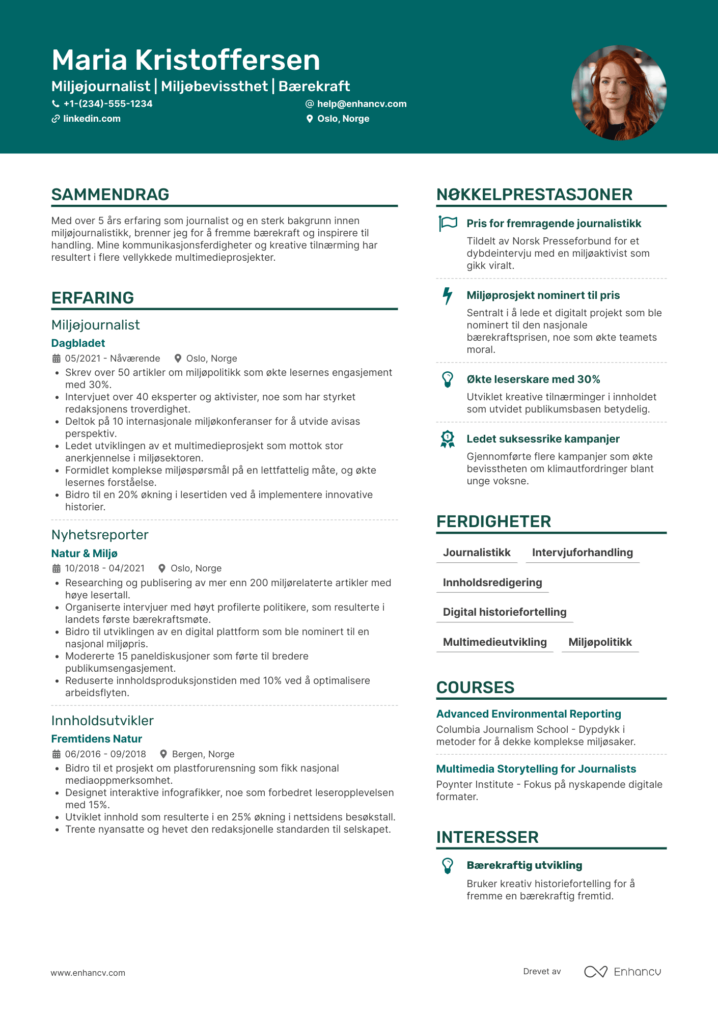 CV for Miljøjournalist