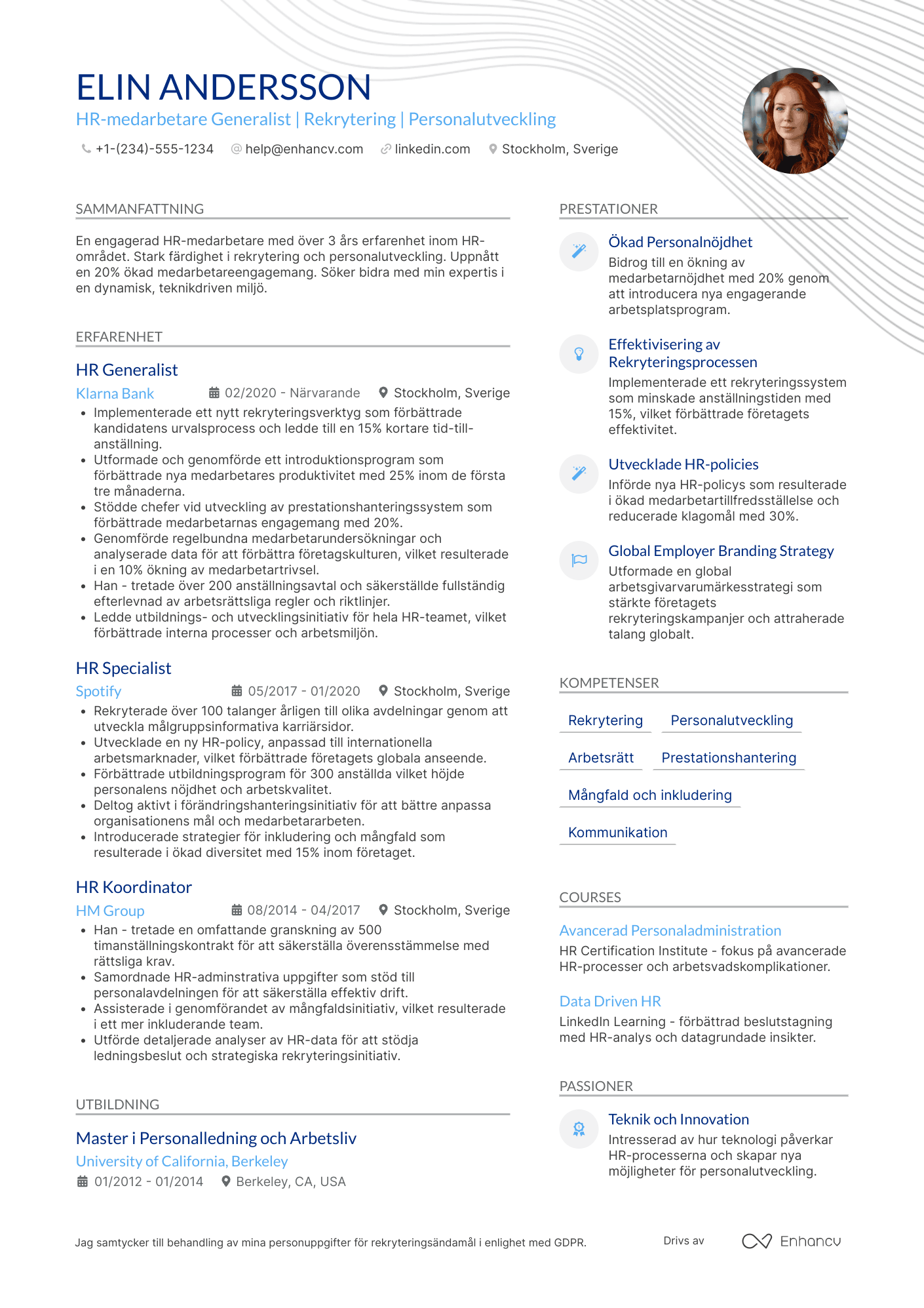 CV för HR Medarbetare Generalist