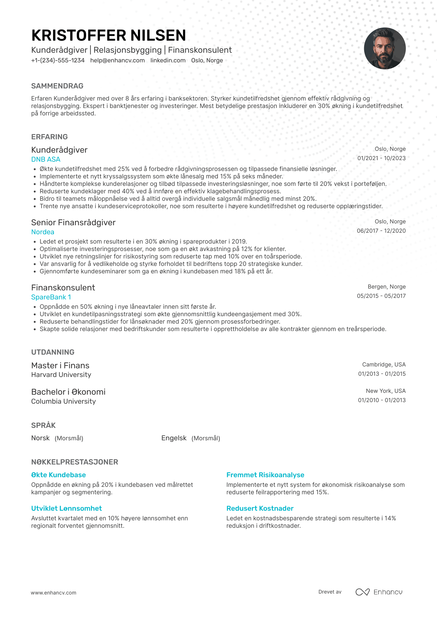 CV for Kunderådgiver i Retail Banking