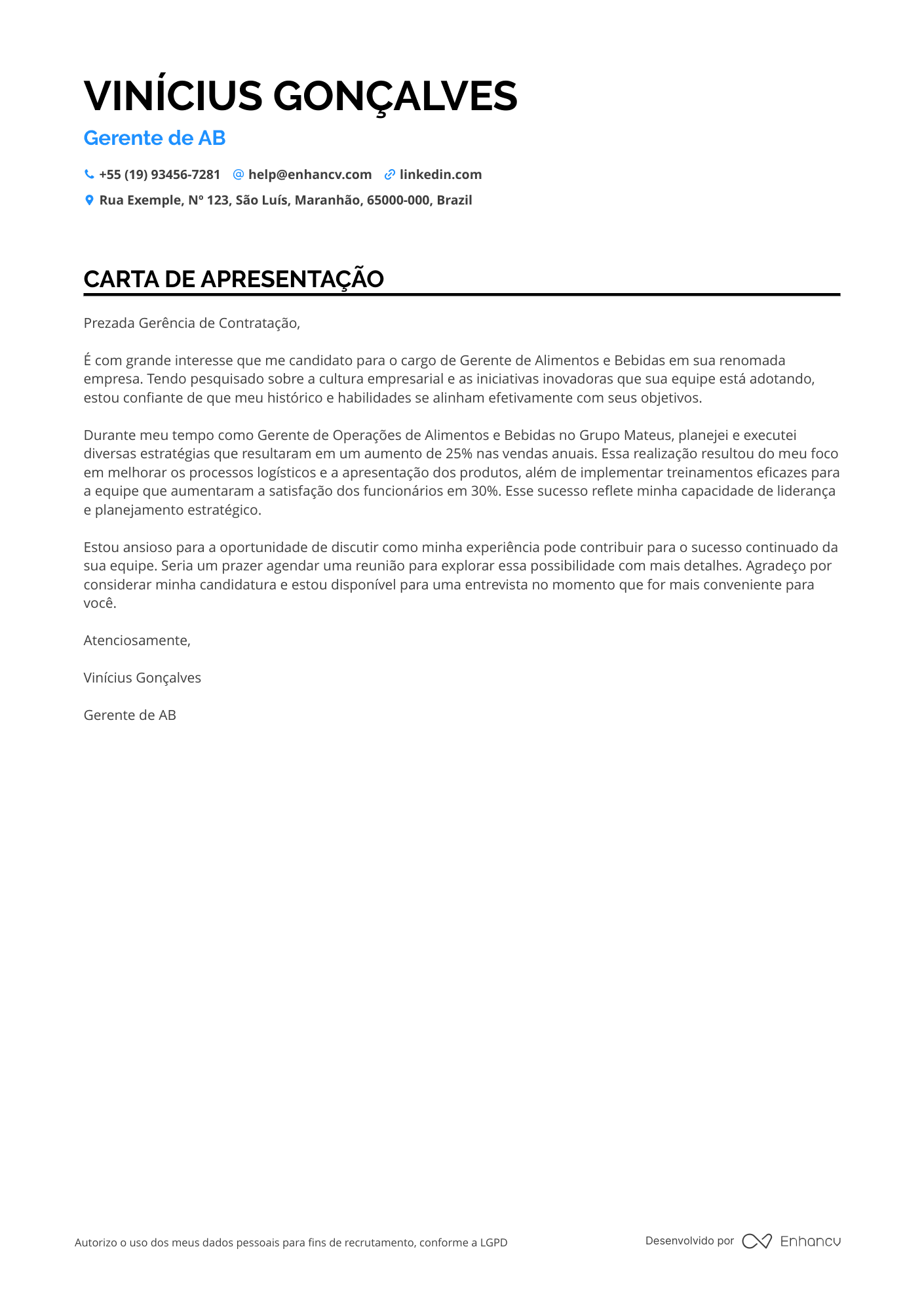 Gerente de Produto de Alimentos e Bebidas