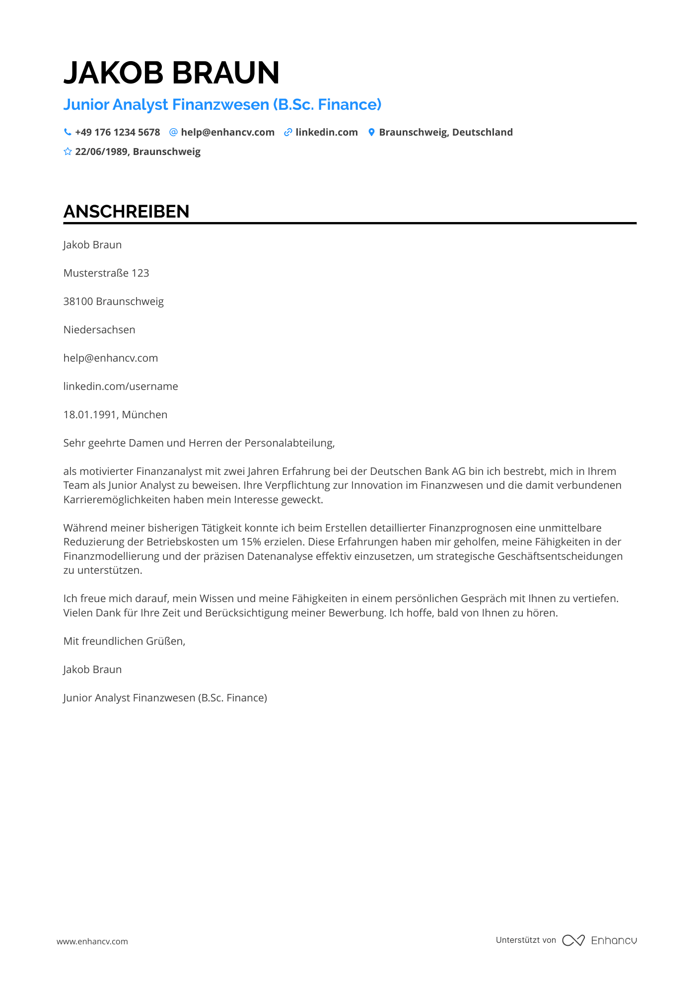 Junior Finanzwesen Analyst