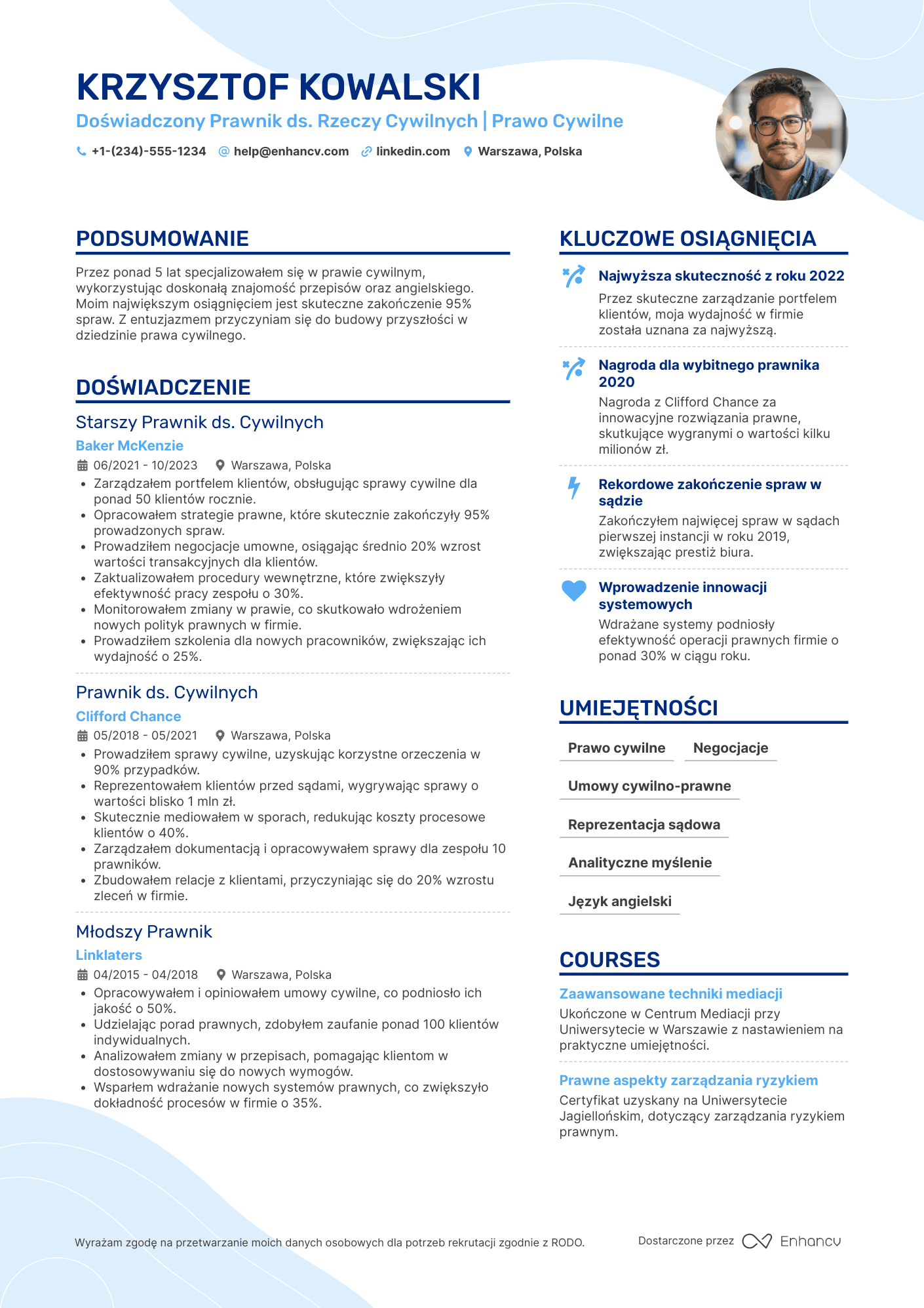 CV dla Prawnik ds. Rzeczy Cywilnych