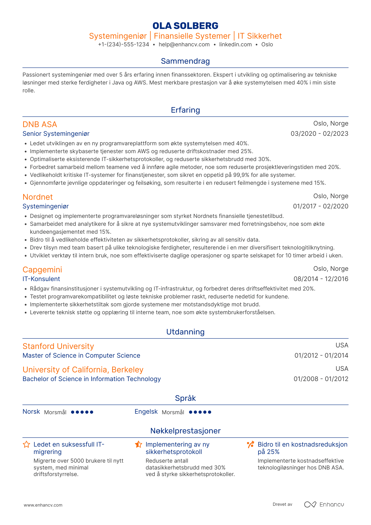 CV for Systemingeniør i finans