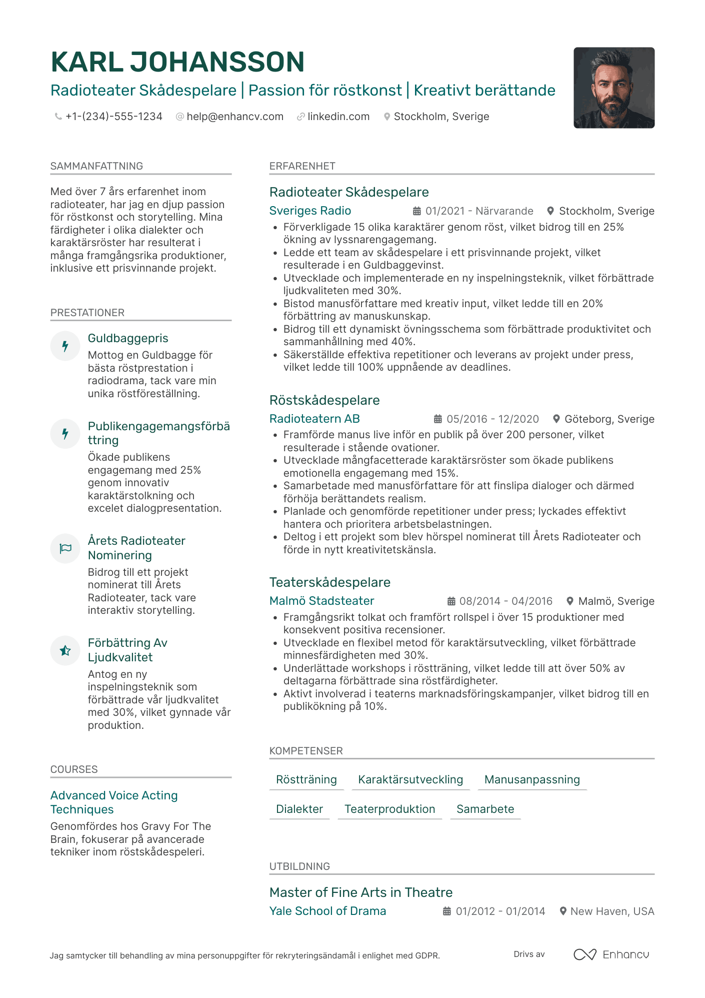 CV för Radioteater skådespelare