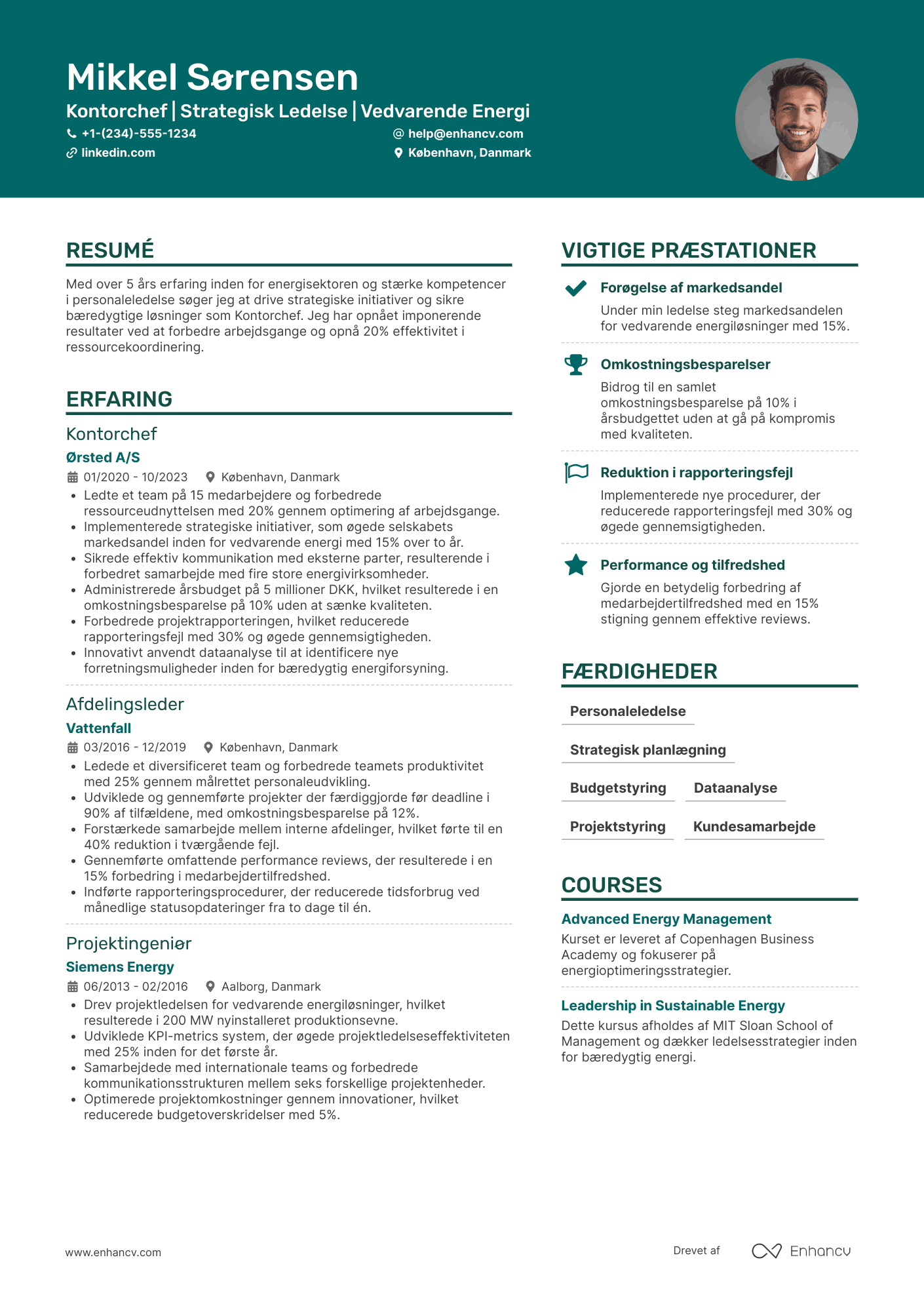 CV til Kontorchef i energisektoren