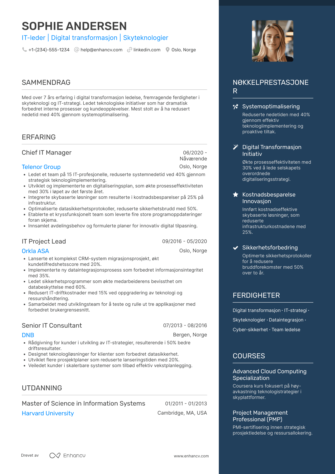 CV for IT leder for digital transformasjon