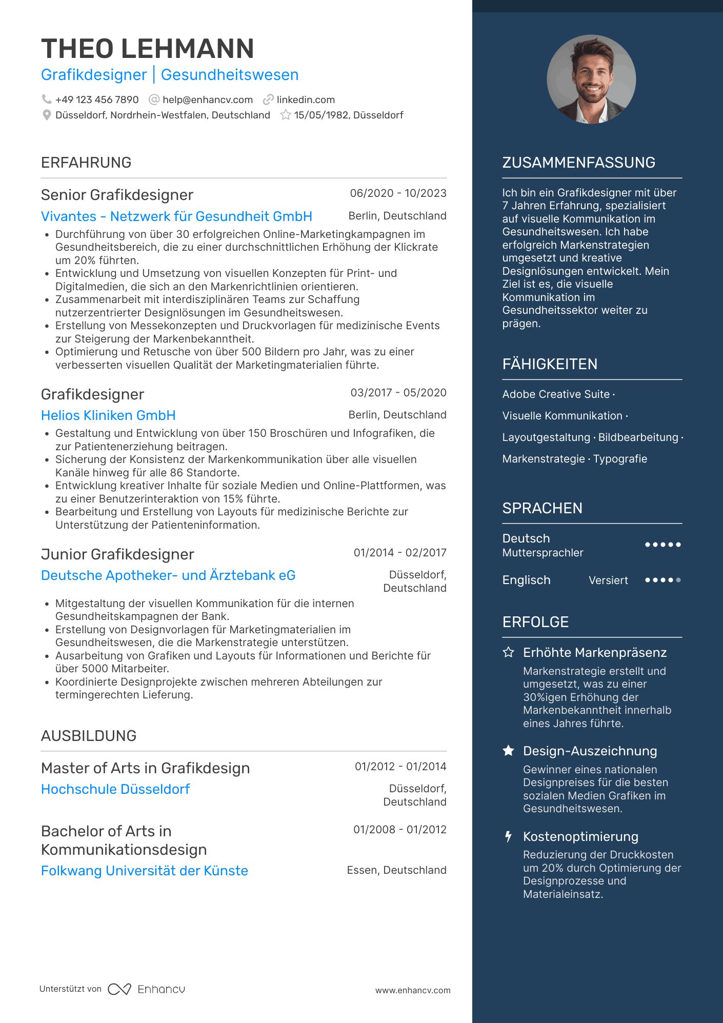 Lebenslauf in Grafikdesigner im Gesundheitswesen