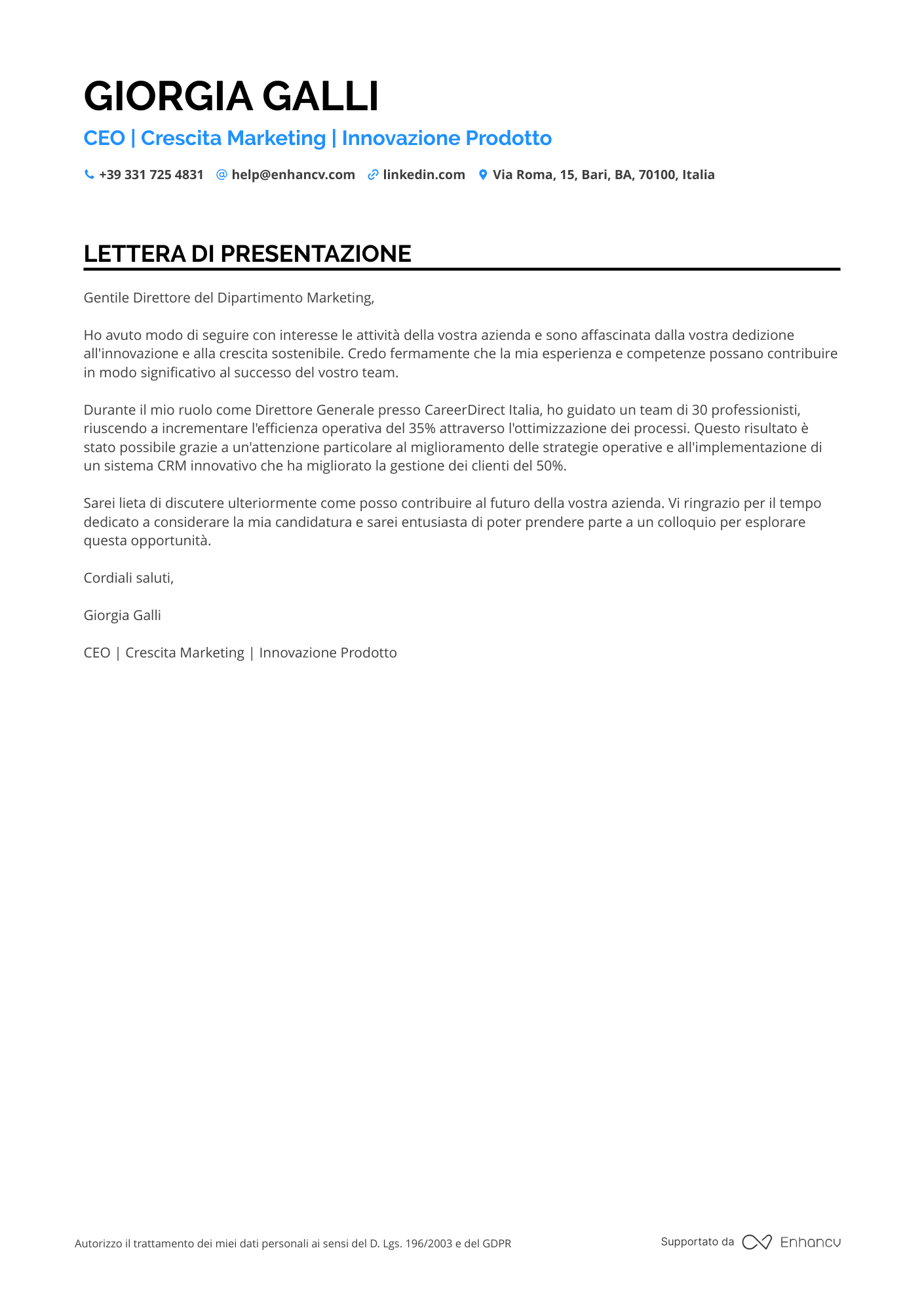 Amministratore Delegato di Azienda Farmaceutica