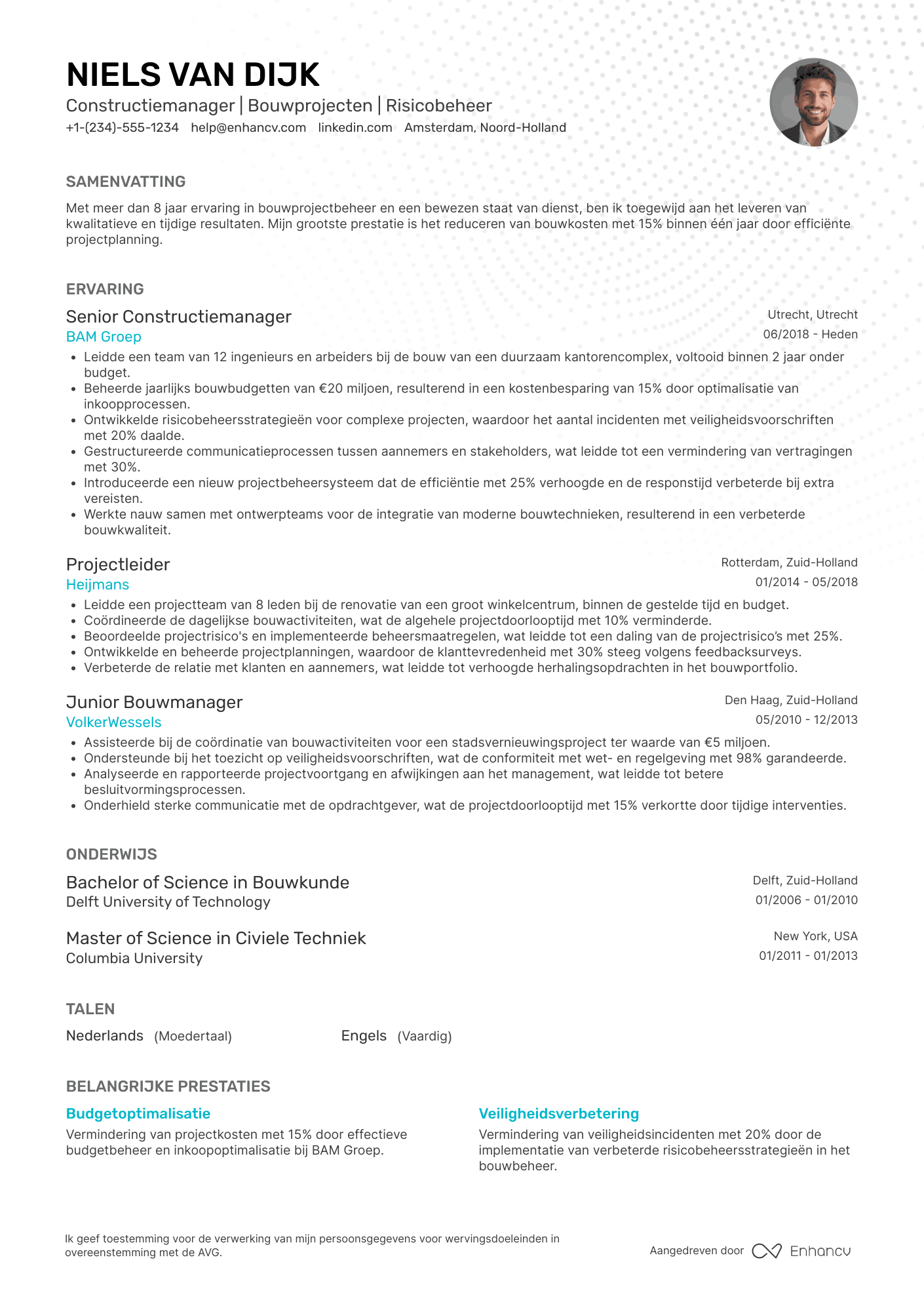 CV voor Construction Manager