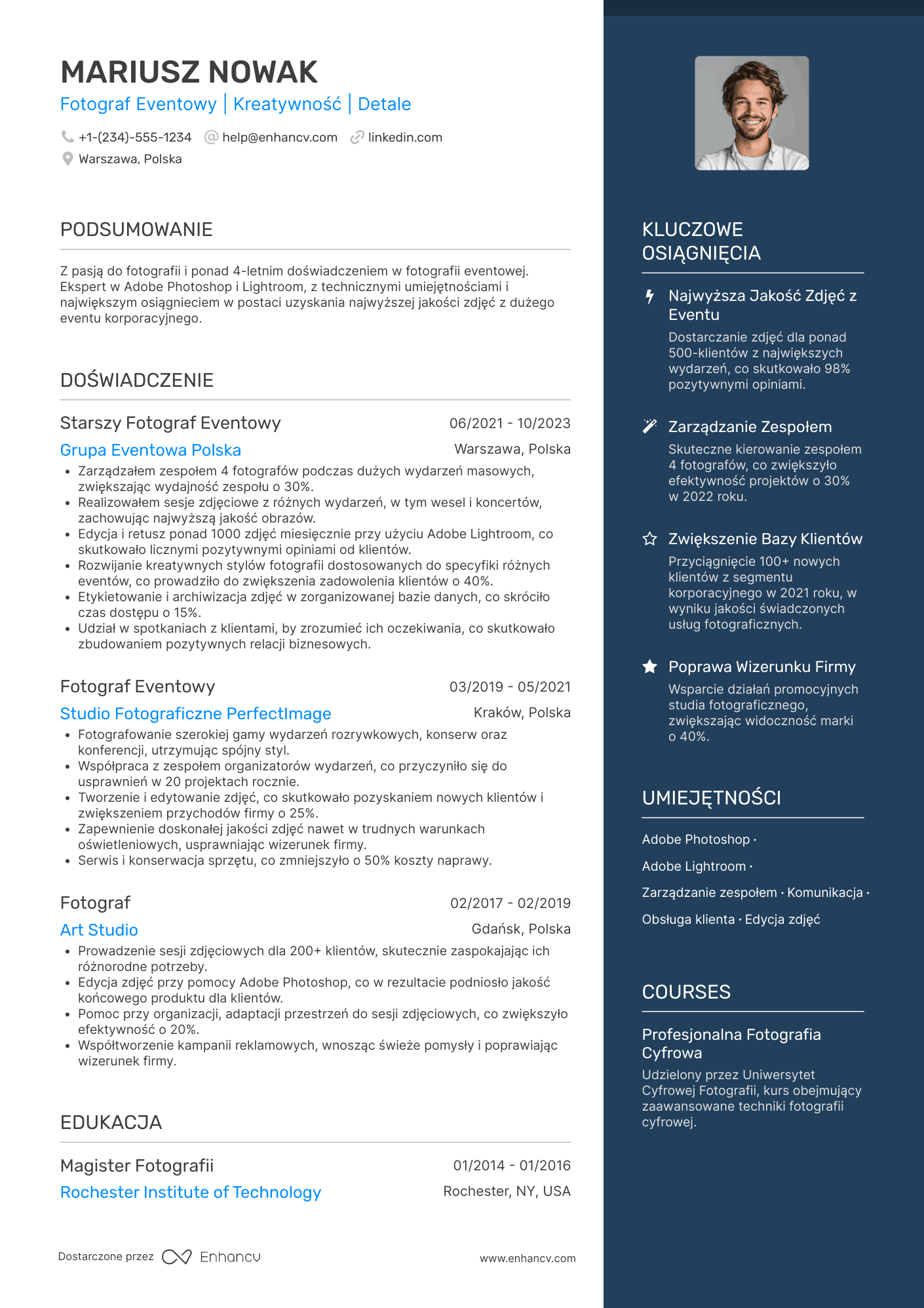 CV dla Fotograf eventowy