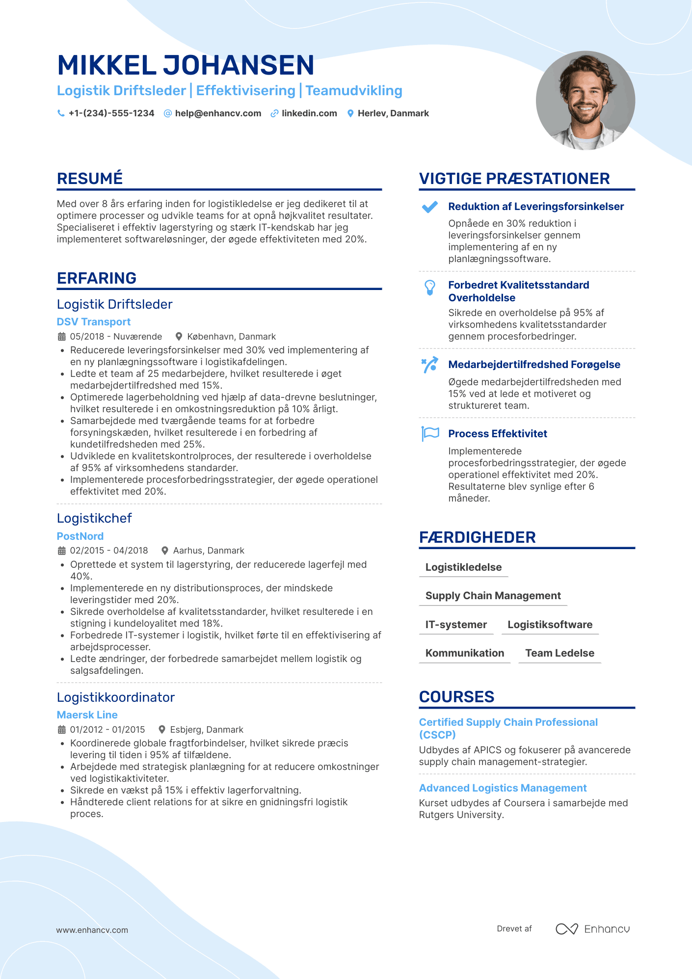 CV til Driftsleder for logistik