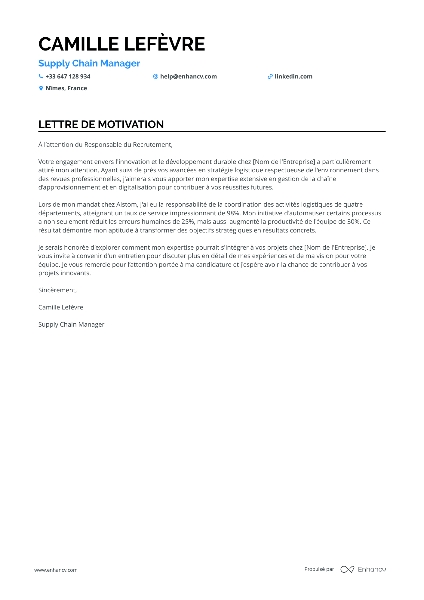 Manager de la Chaîne d'Approvisionnement