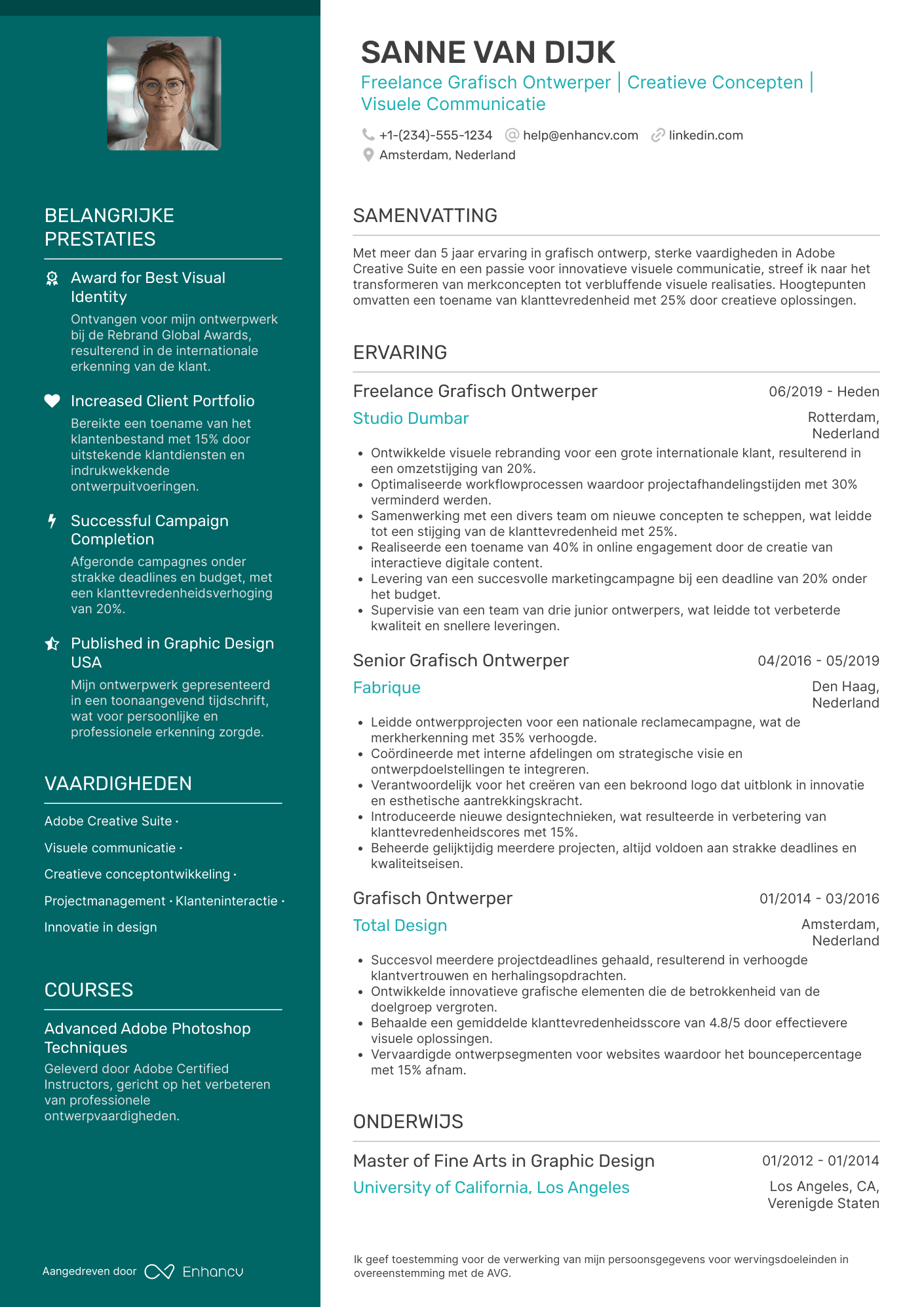 CV voor Freelance Grafisch Ontwerper