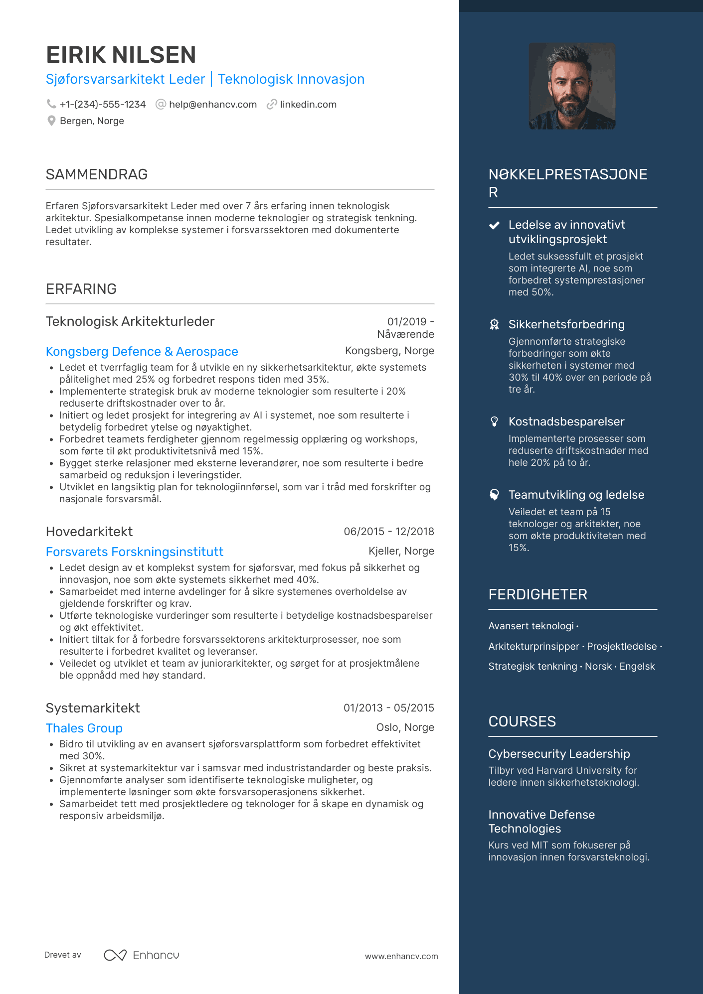 CV for Sjøforsvarsarkitekt Leder