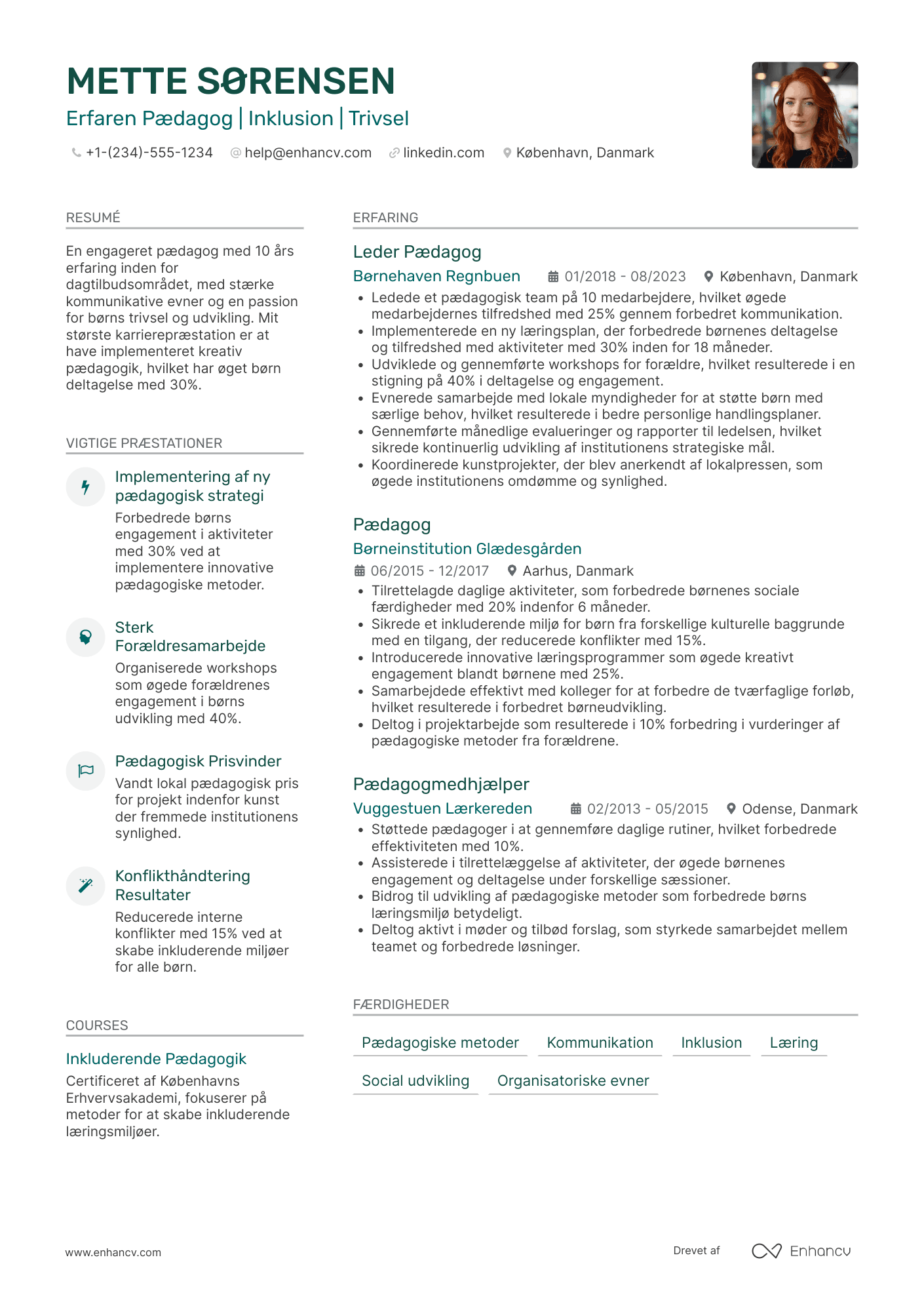 CV til Erfaren Pædagog