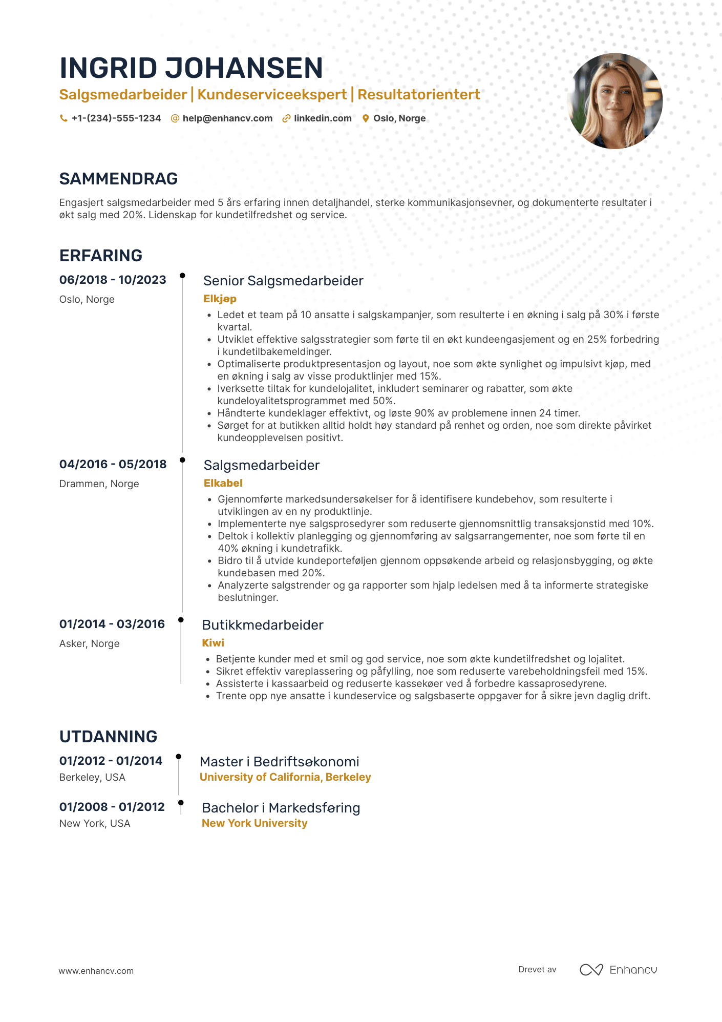 CV for Salgsmedarbeider