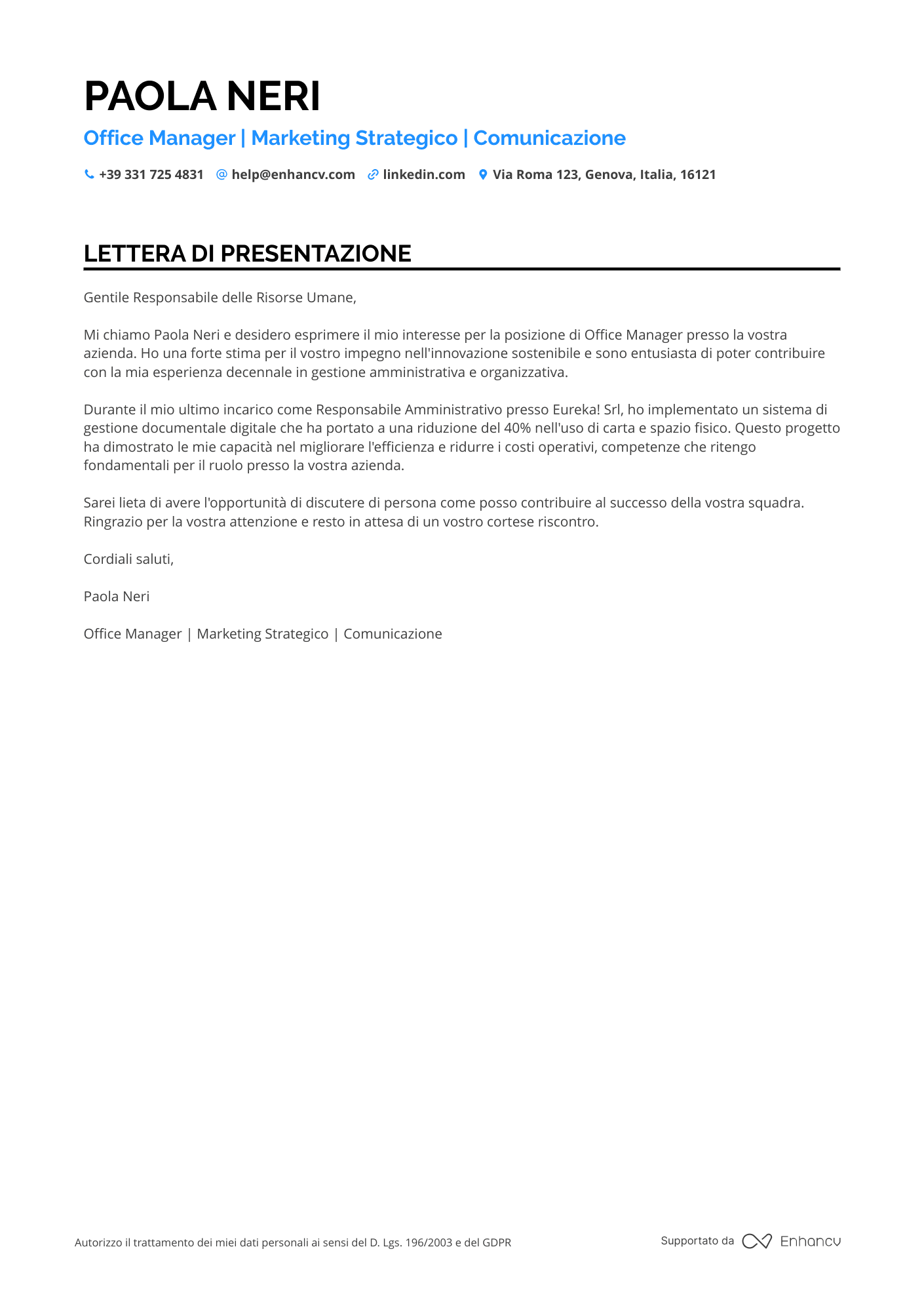 Segretaria di Ufficio Marketing