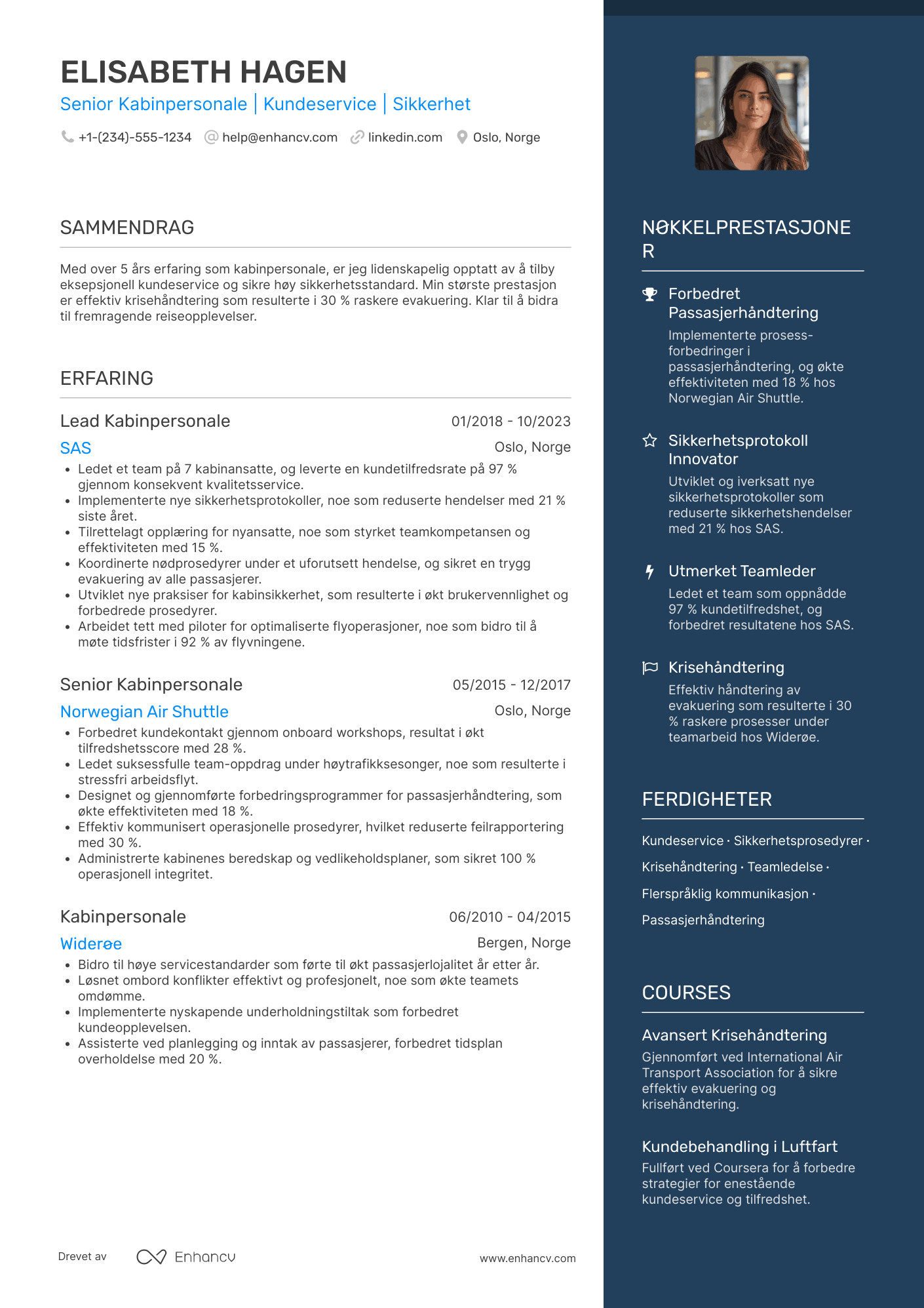CV for Senior Kabinpersonale