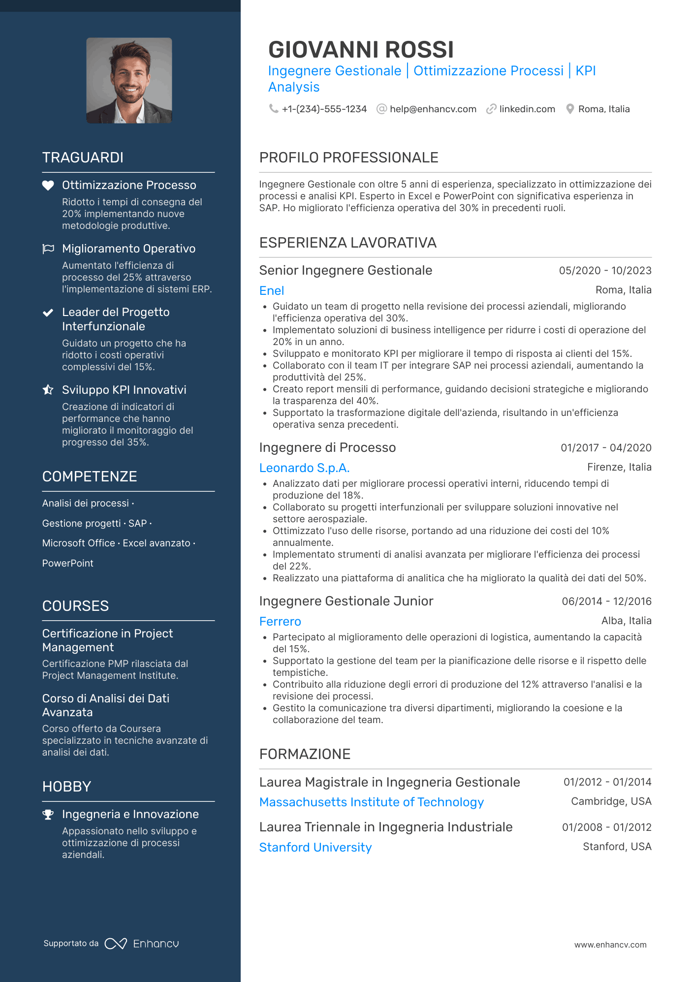Curriculum Ingegnere Gestionale
